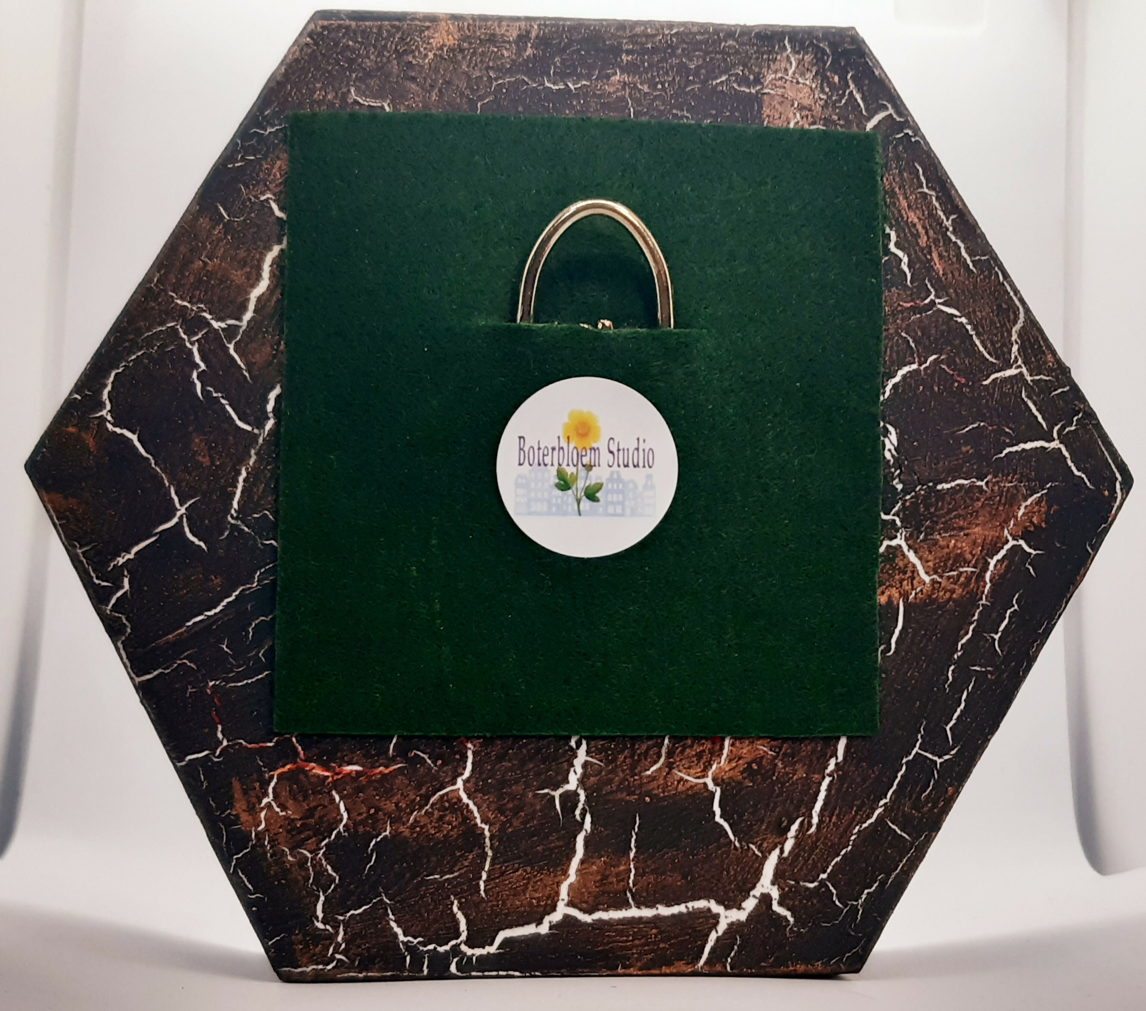 Clay Trinket Filled Hexagonal Wooden Diorama Ornament