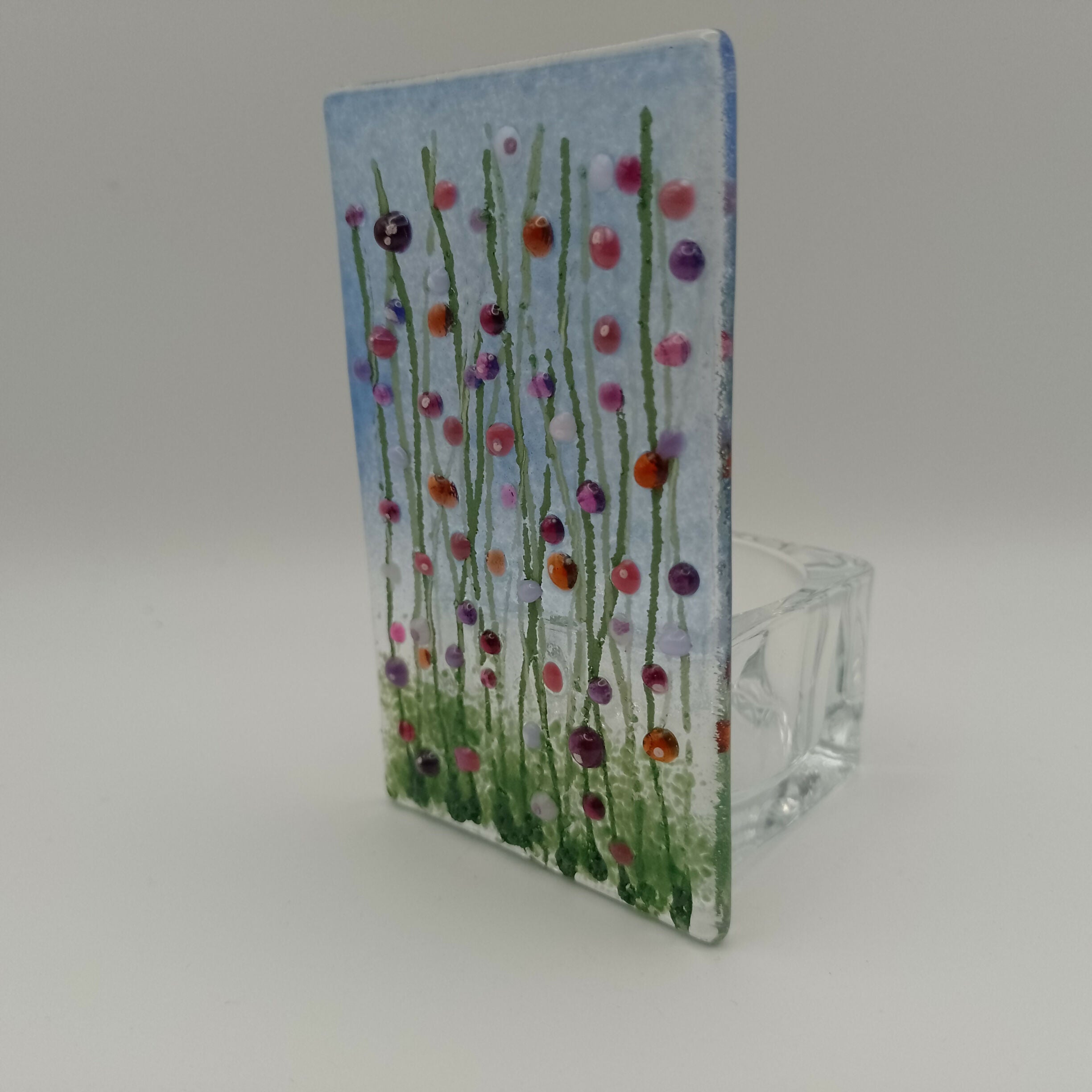 Fused Glass Flower Meadow Tealight