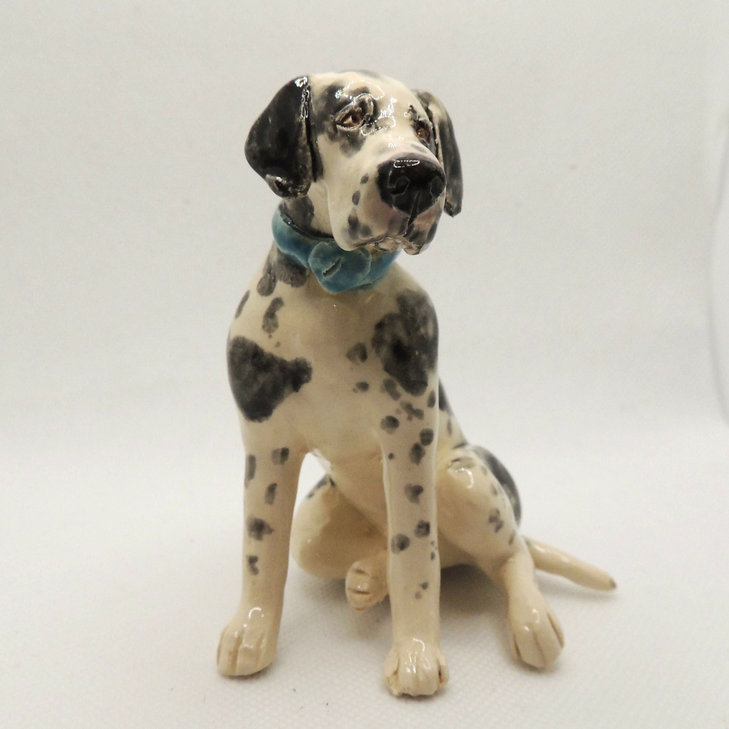 Ceramic Harlequin Great dane dog sculpture