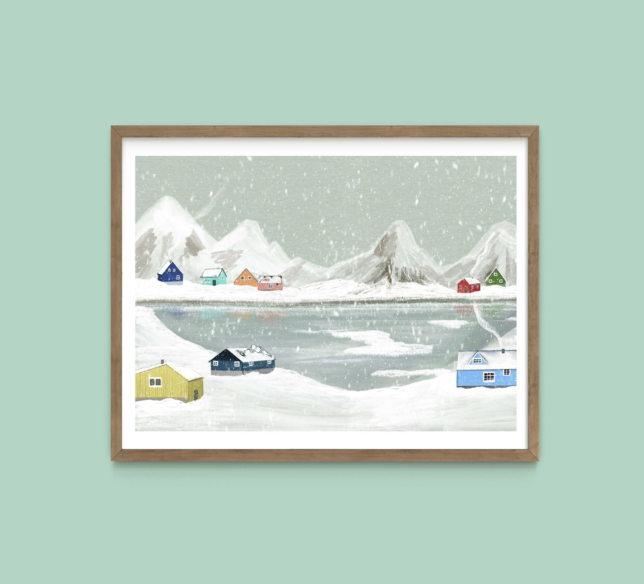 Greenland Cabins Art Print