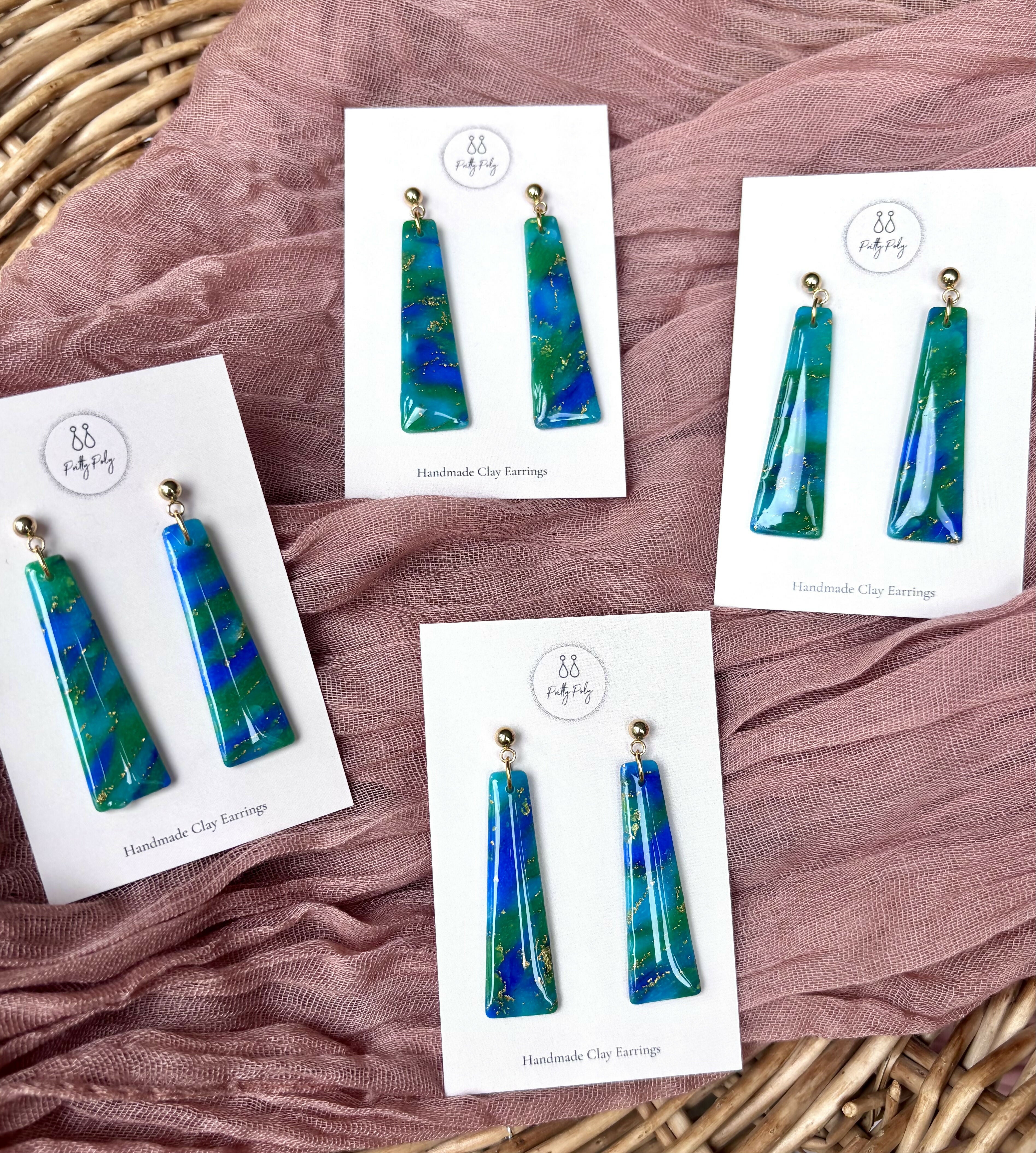 Ocean Dream Collection - Long Dangle Polymer Clay Earrings