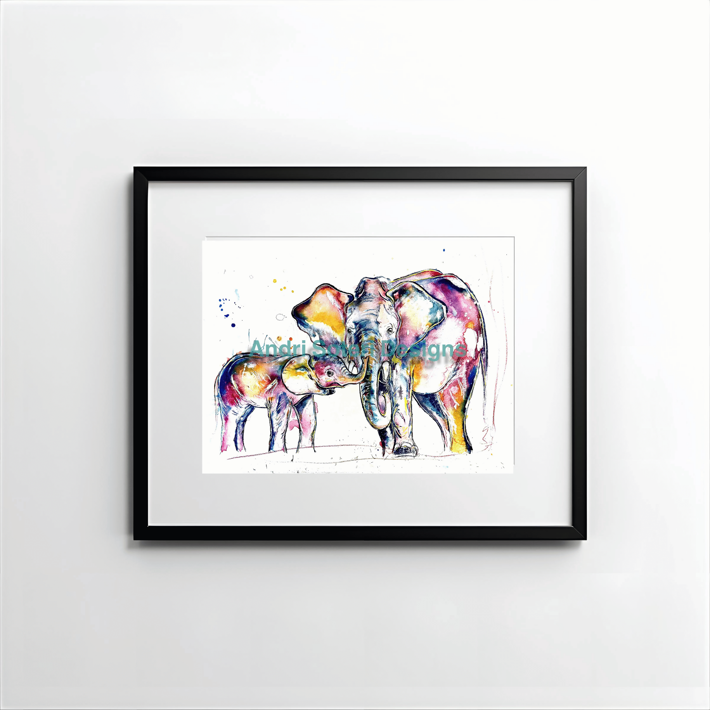 BABY ELEPHANT WITH ADULT PART OF THE 'ANIMAL ART COLLECTION'