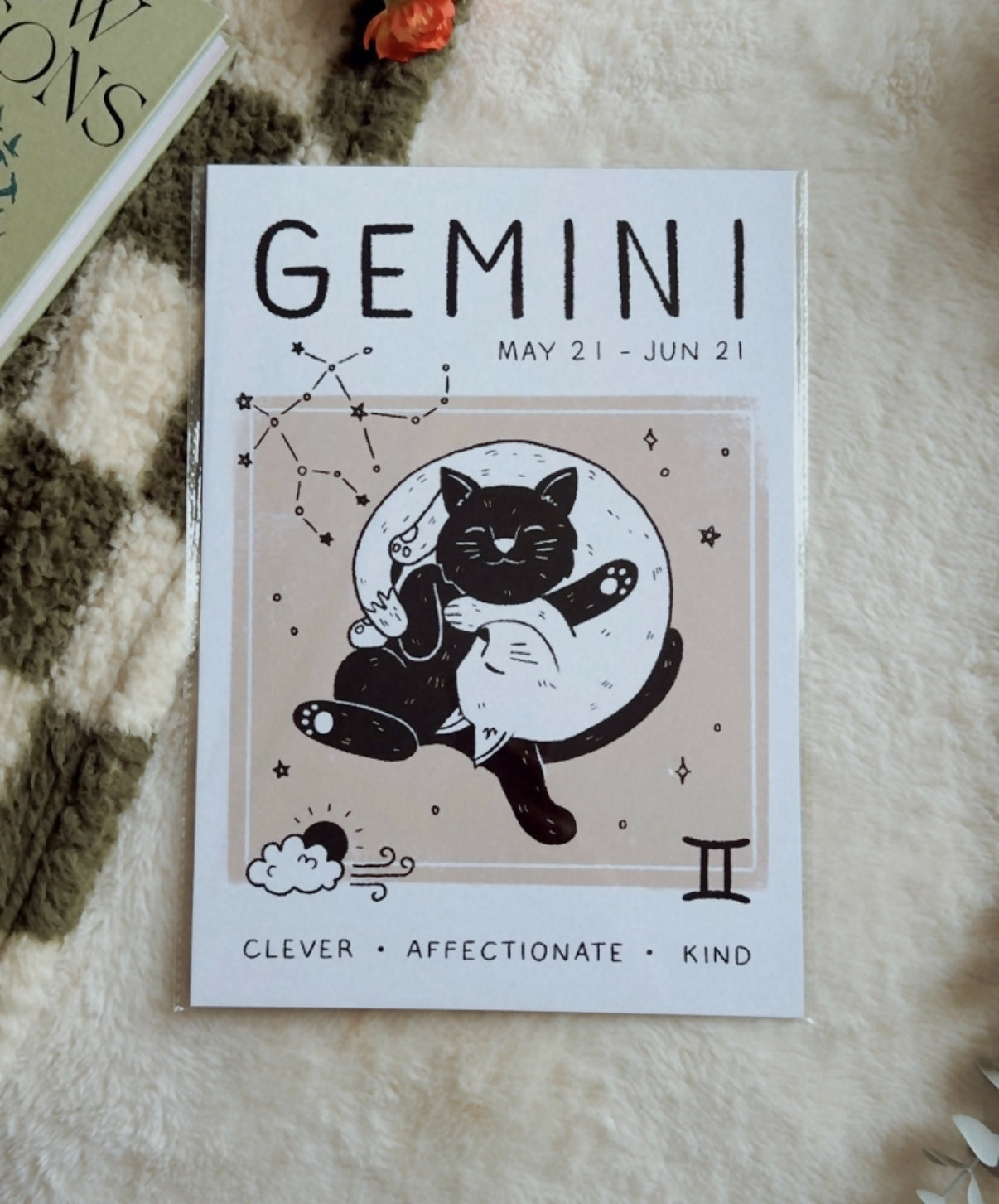 Gemini Star Sign Cat Print