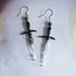 Handmade Resin Dagger Dangle Earrings Silver Or Red
