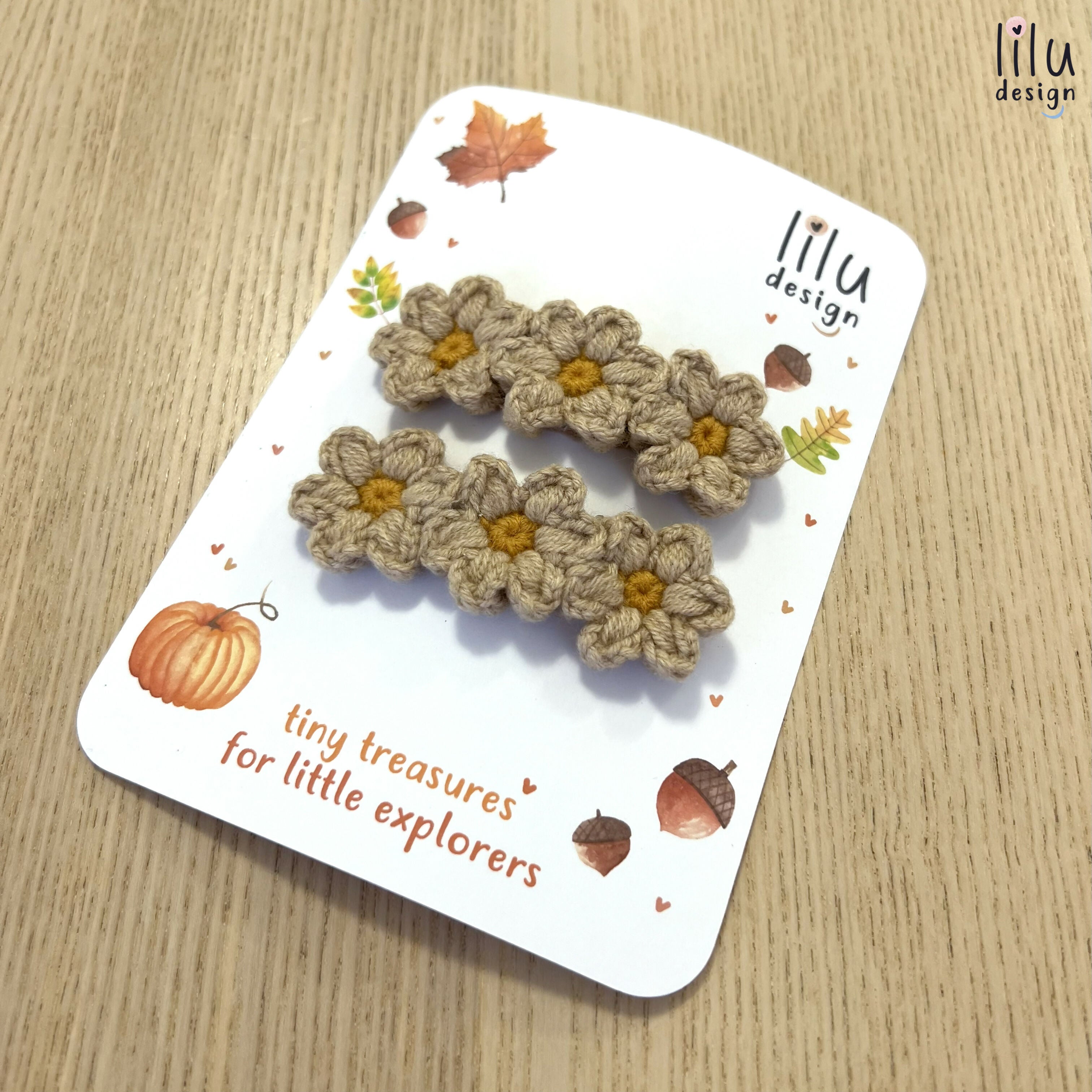 Crochet Hair Clip Set - Three Daisies