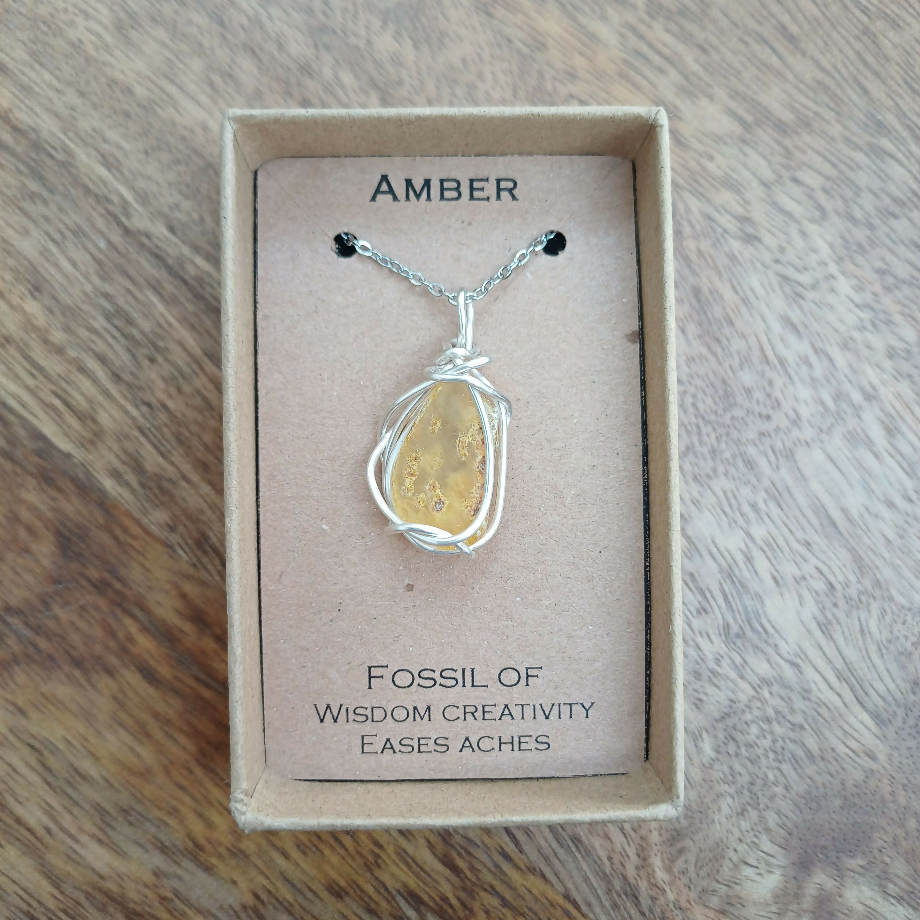 Raw Amber Wire Wrapped Pendant