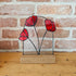 Red Poppy Stained Glass Panel with Solid Oak Stand