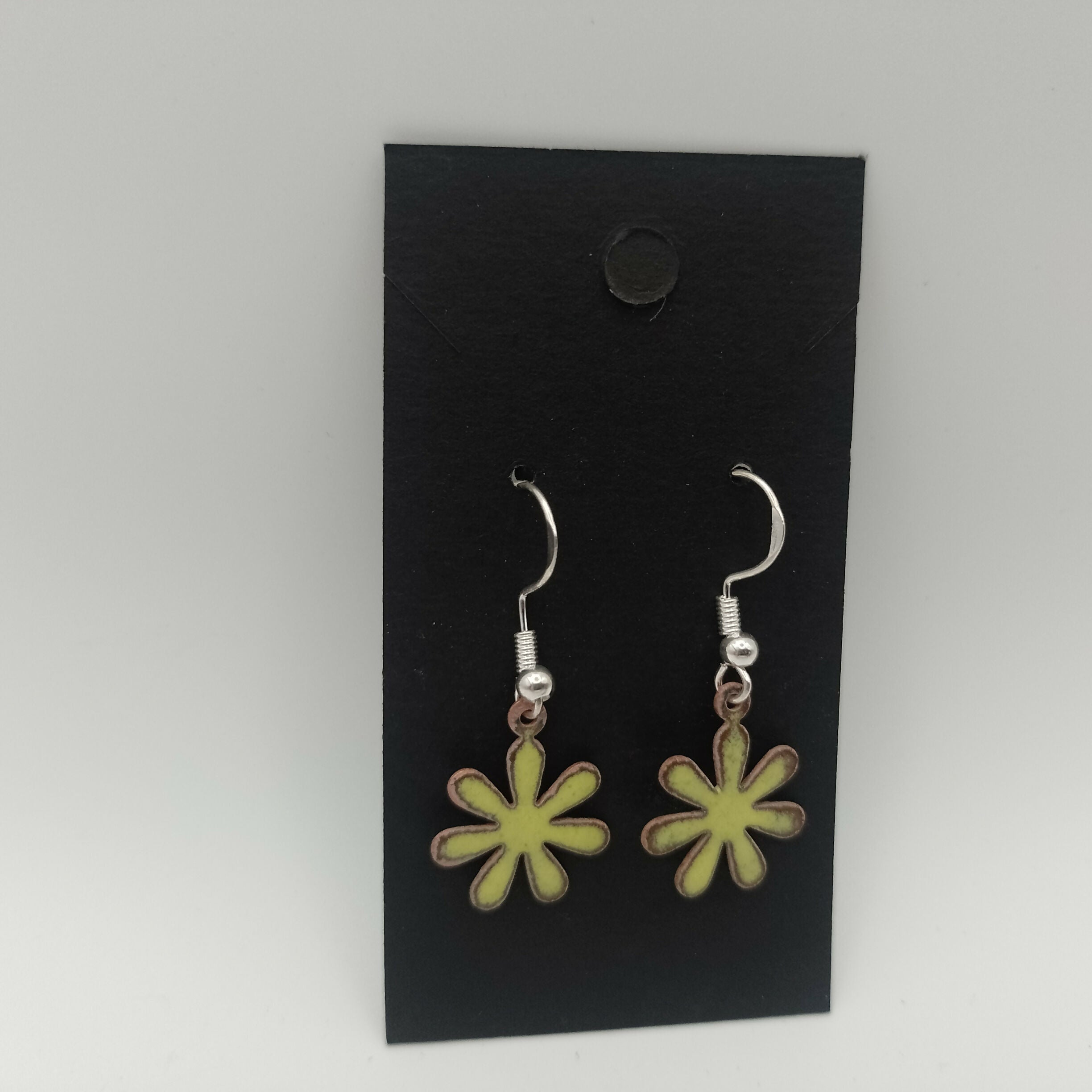 Yellow Enamel Flower Earrings