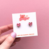 Mini Leopard Print Heart Stud Earrings in Bright Pink and Gold