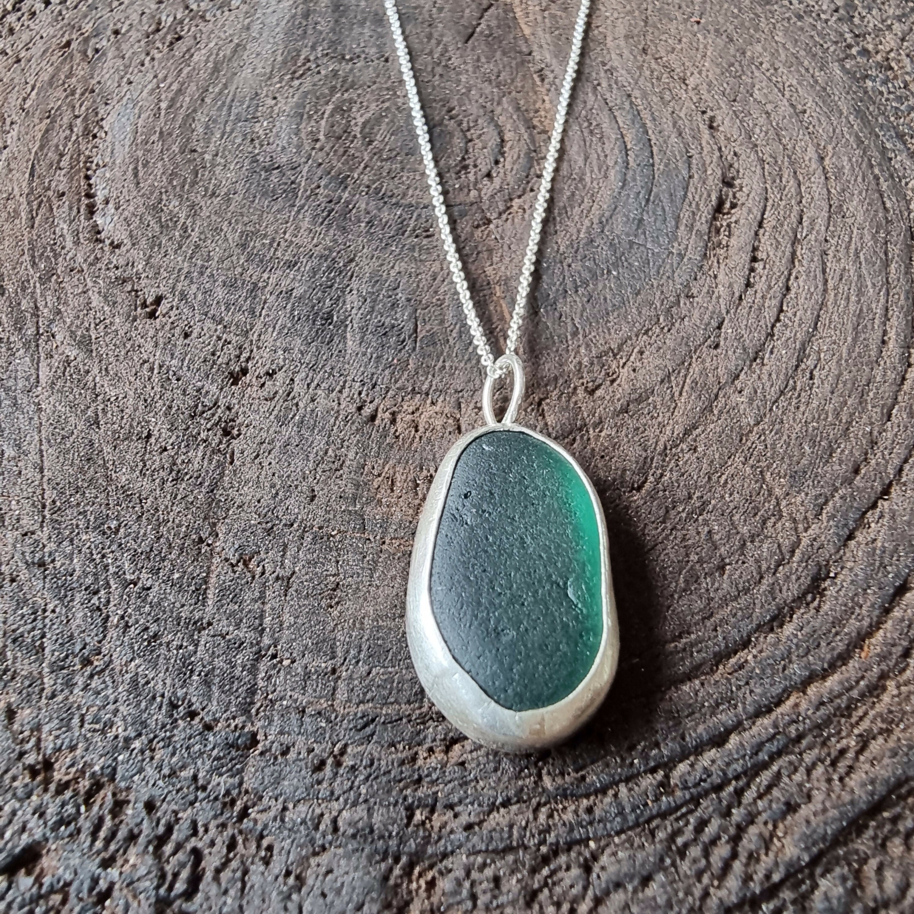 Sea Glass and Silver Pendant