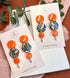 Funky Pattern Collection - Orange Droplet Polymer Clay Earrings