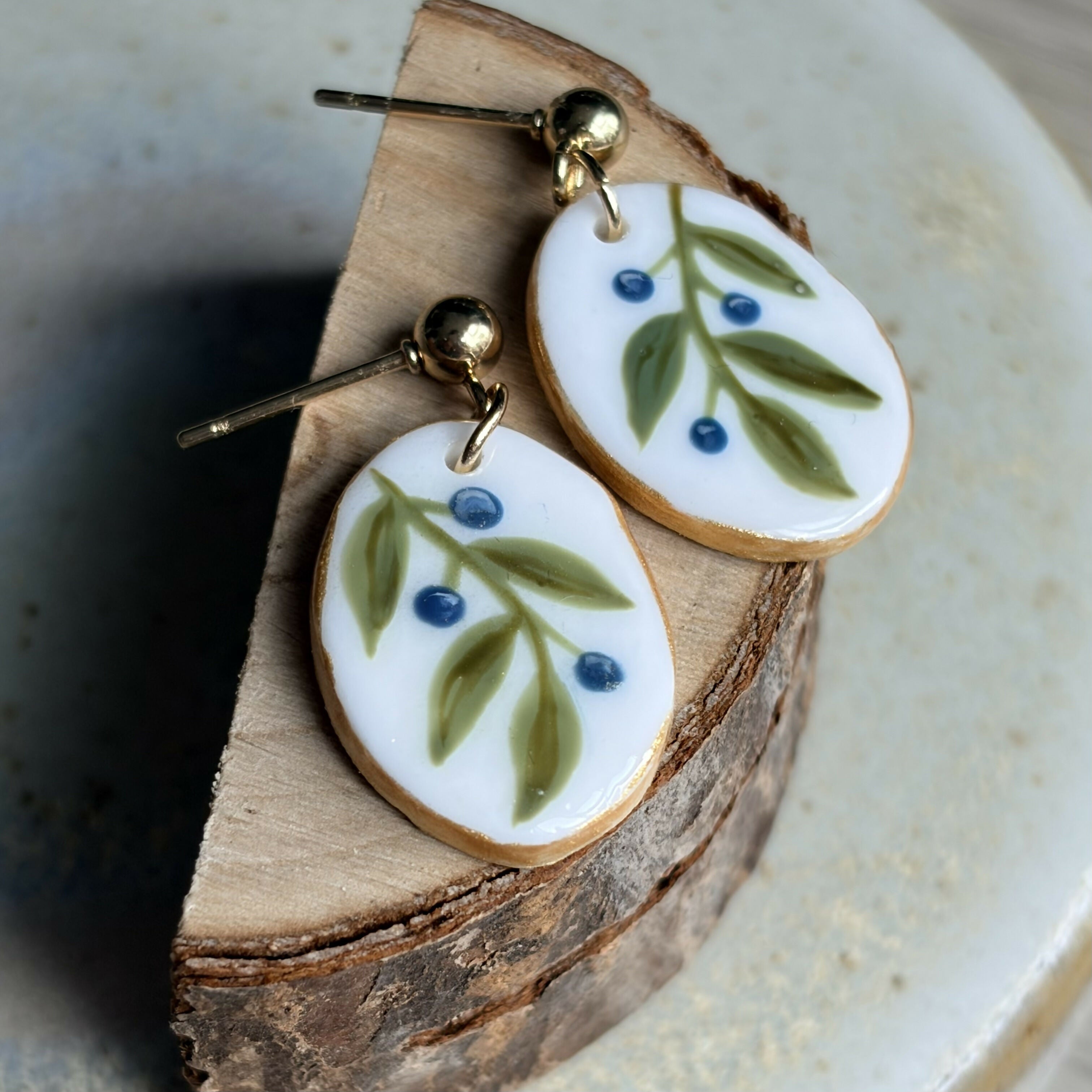 Blueberry Vine Clay Earrings