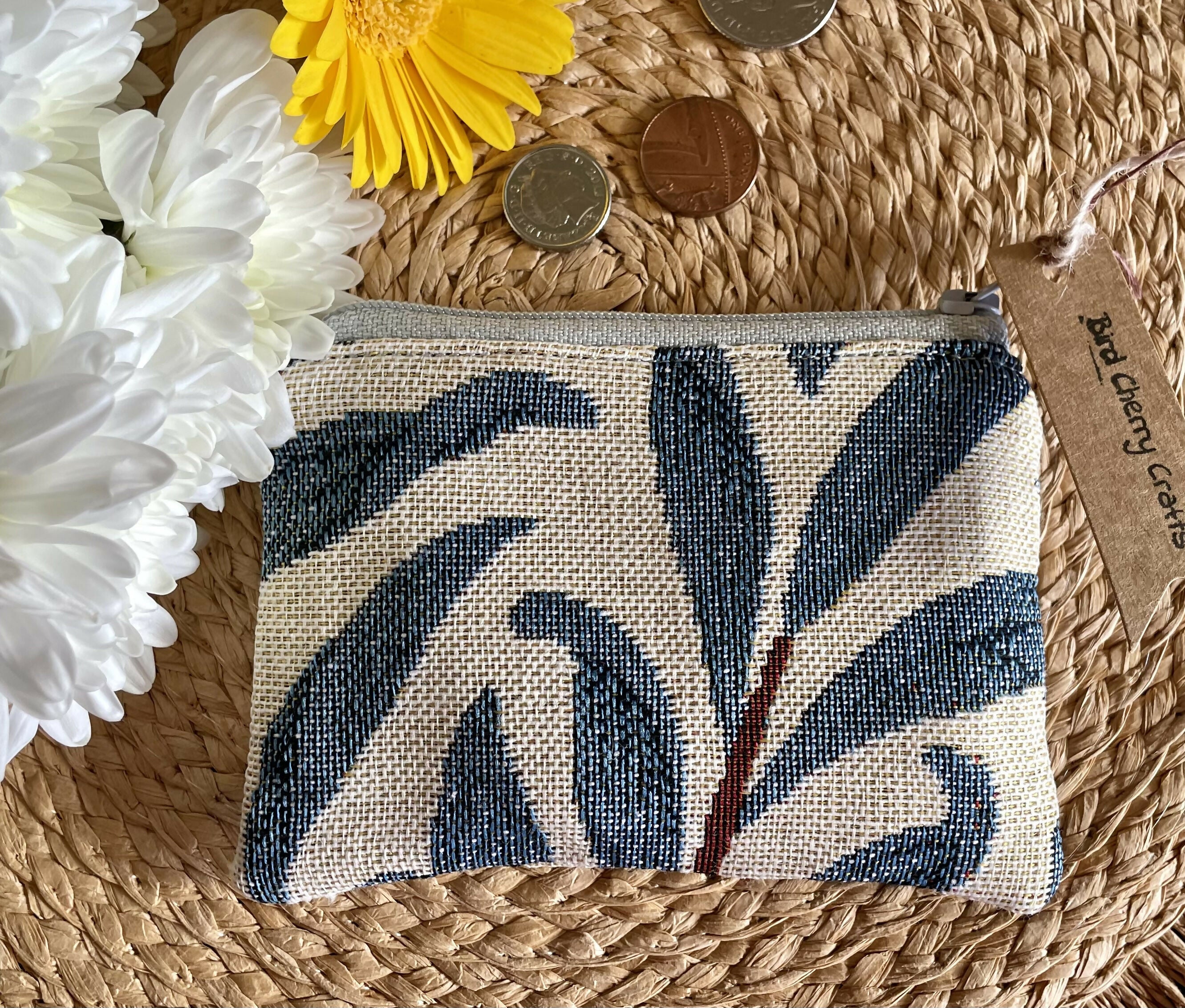 Blue Leaves Tapestry Print Coin Purse