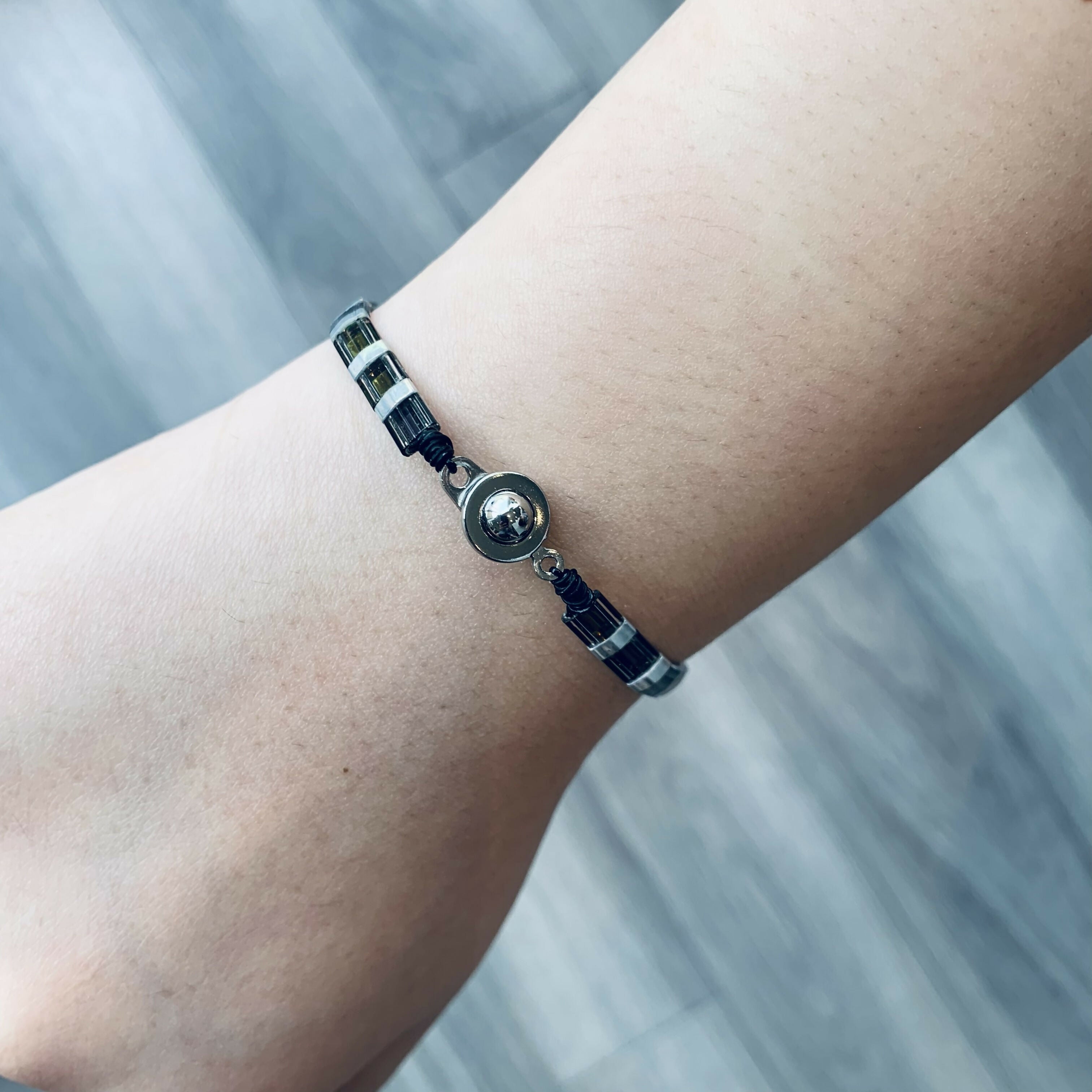 Japanese Tila Glass Bead Bracelet - Transparent Rainbow