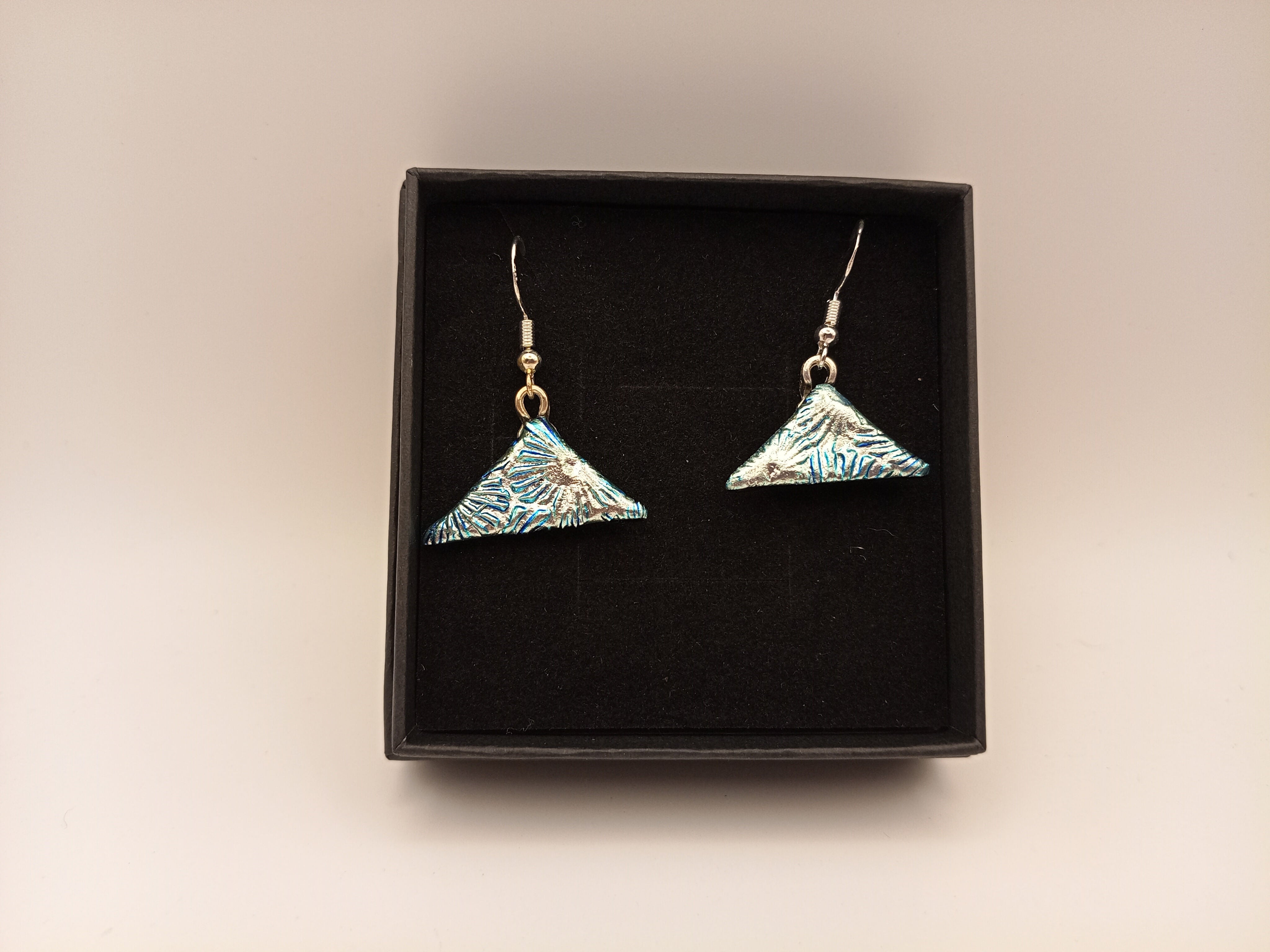 Silver and Blue Rippled Earrings