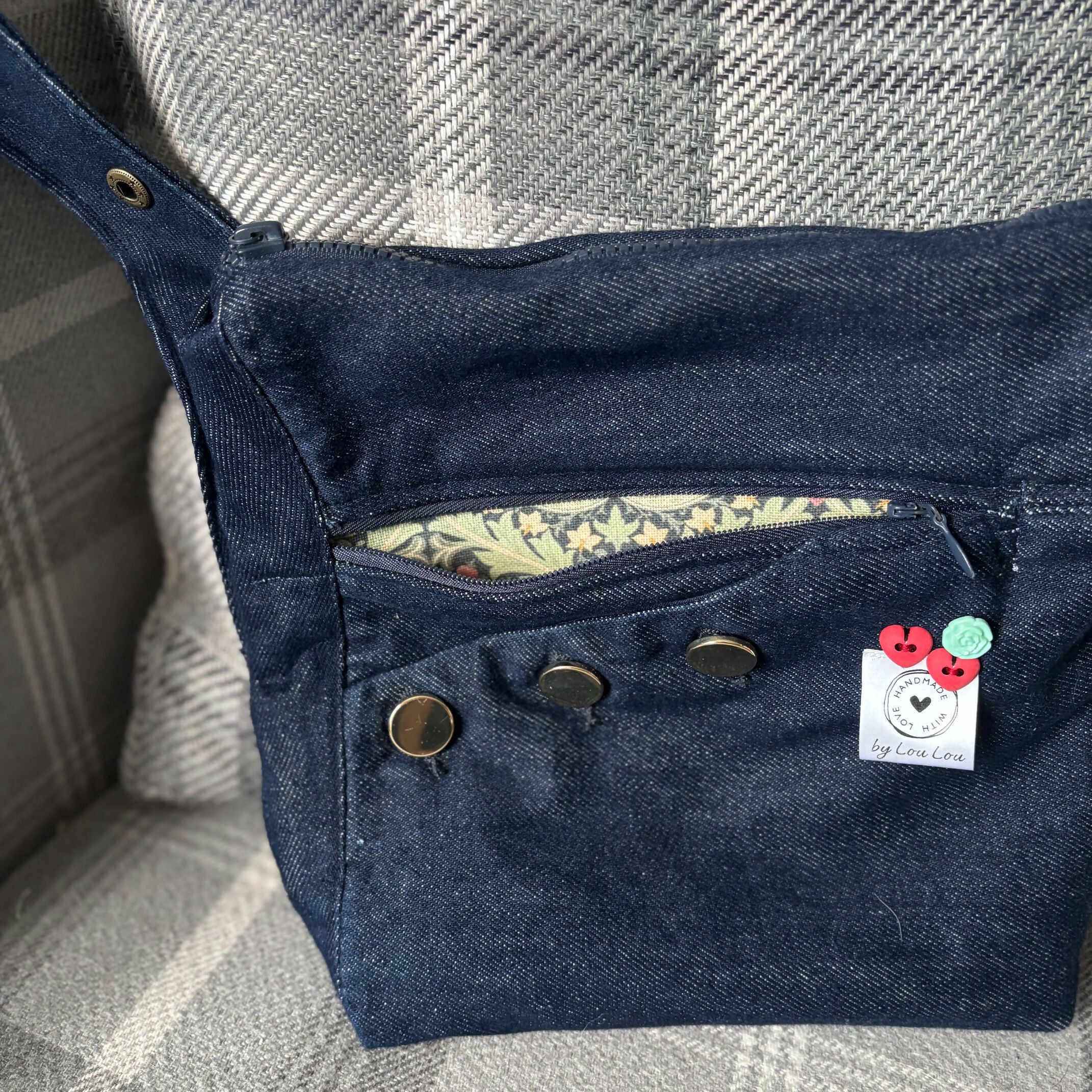 Unique Bag Handbag Made From Upcycled Jeans With Adjustable Handle
