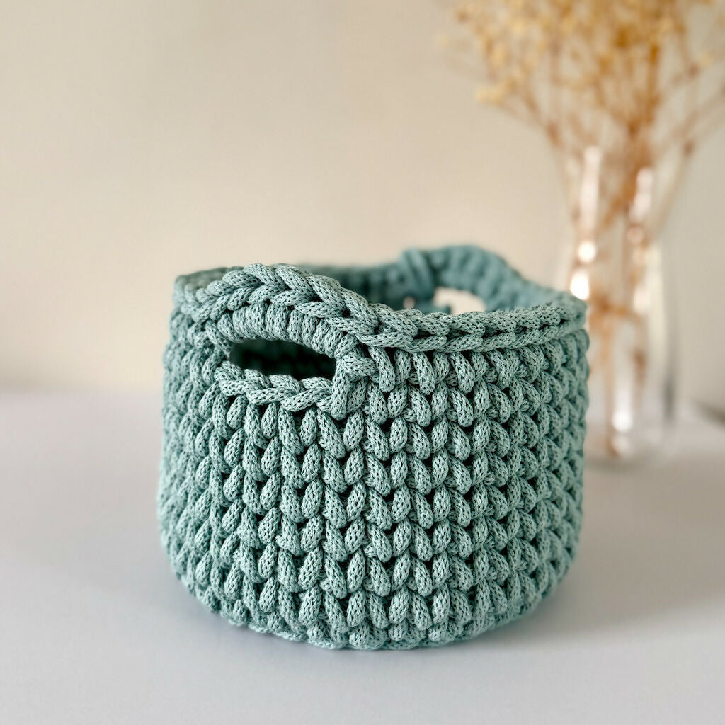 Crochet Boho Style Basket with Handle