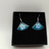 Blue Fan with a White Flower Enamel Earrings