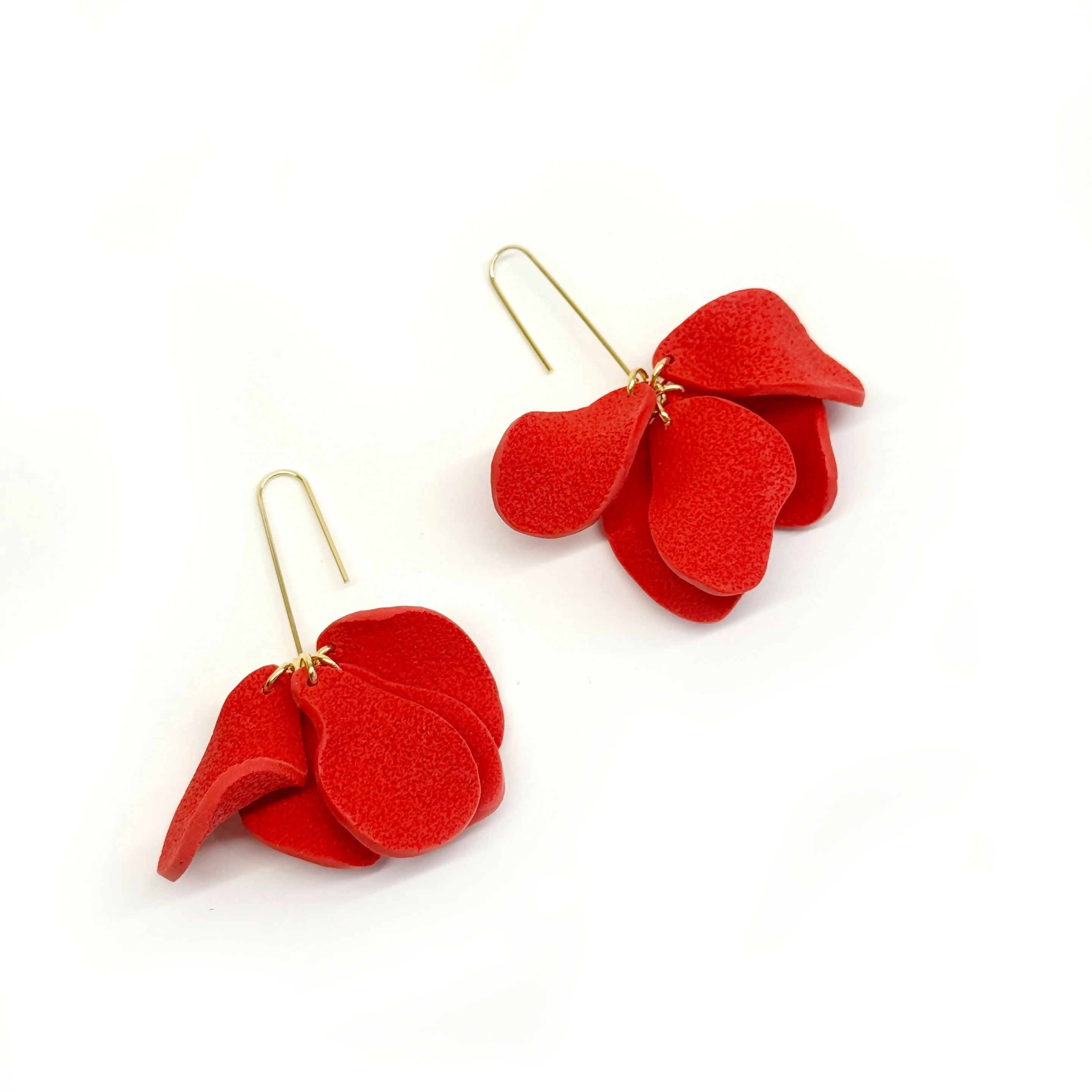 Iris Statement Dangle Earrings in Red