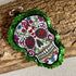 Bright Sugar Skull Keyring, Fabric Sugar Skull Key Ring With Glitter Background, Sparkly Bag Charm, Halloween Gift