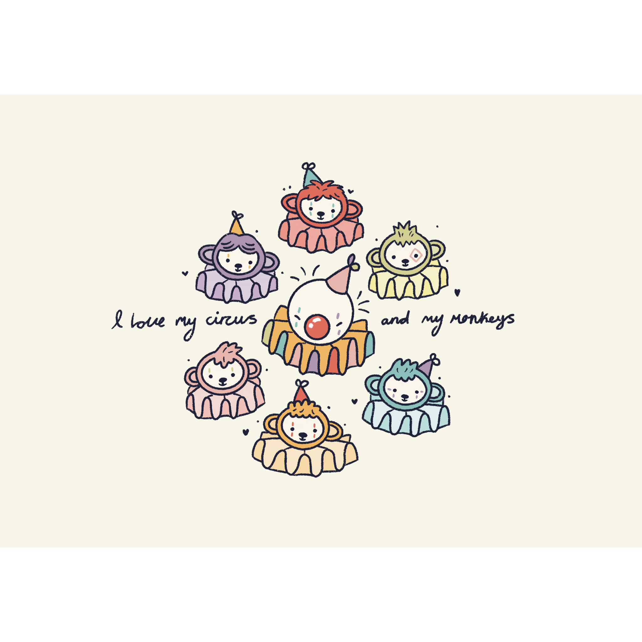 A5 Print 'Circus Monkeys'