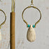 White Howlite Hoop Earrings; Hammered Brass Wire Boho Crystal Turquoise Thai Earrings