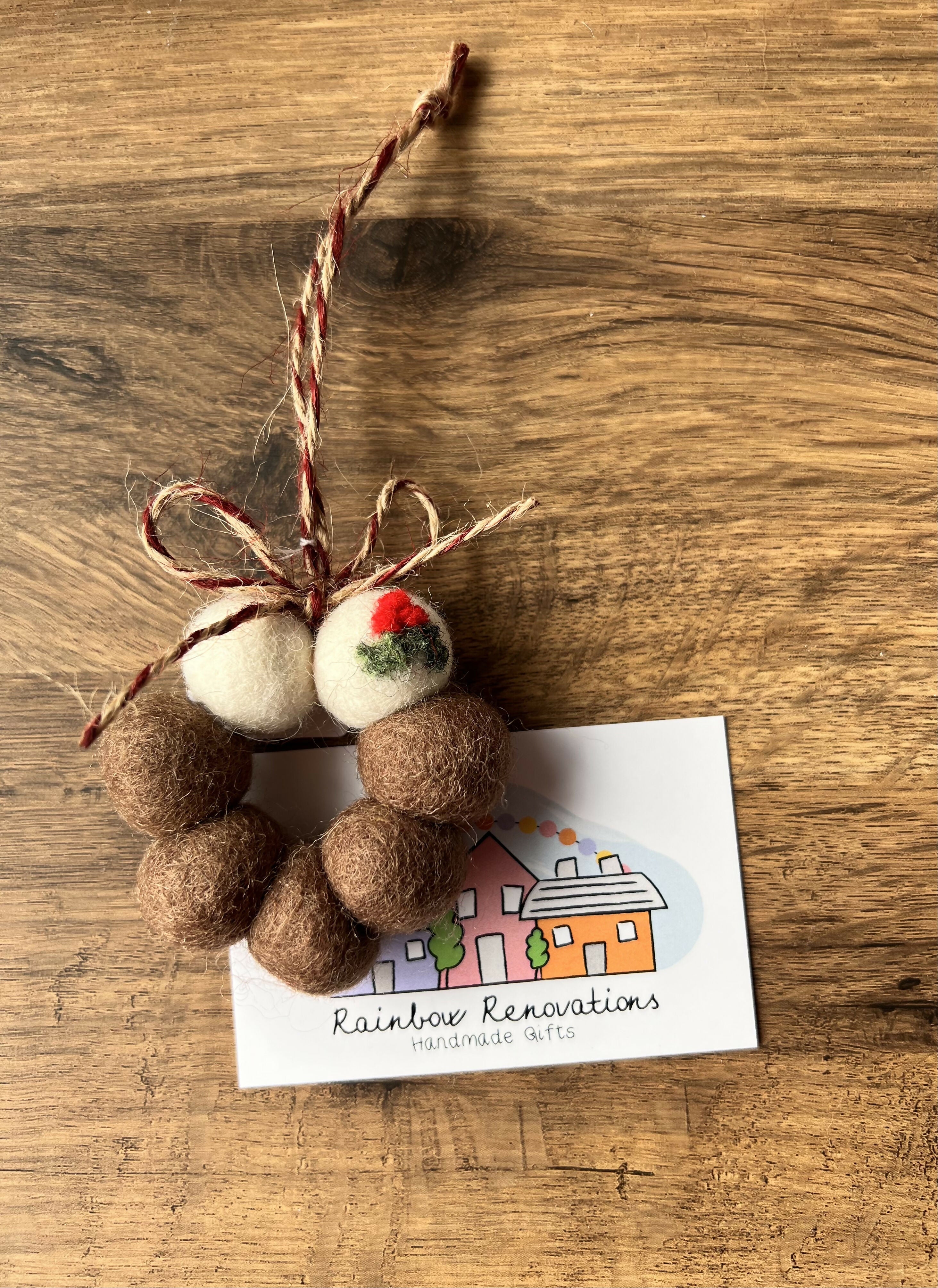 Feltball Christmas Pudding Hanging Decoration