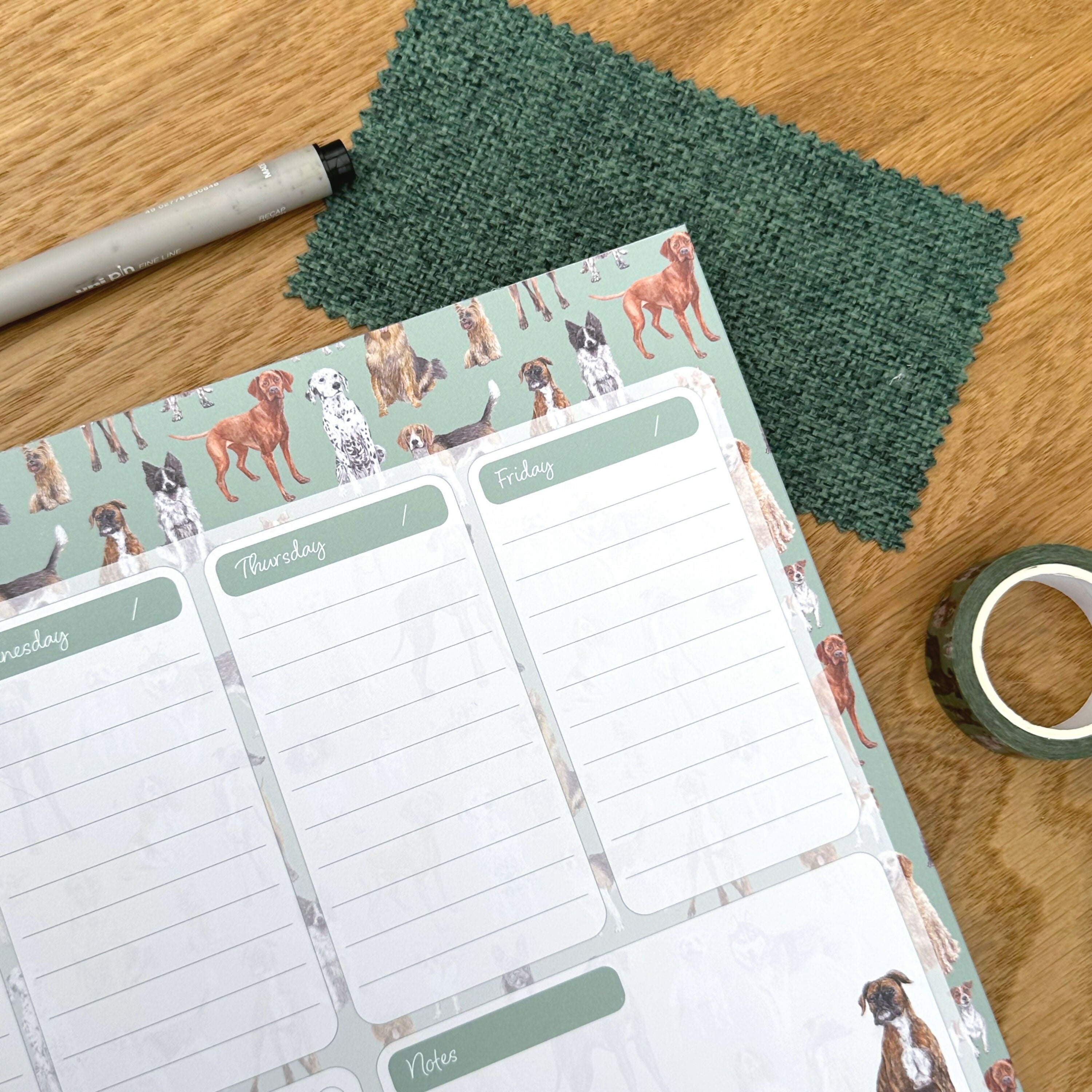 A4 50 Page Dog Weekly Planner Pad