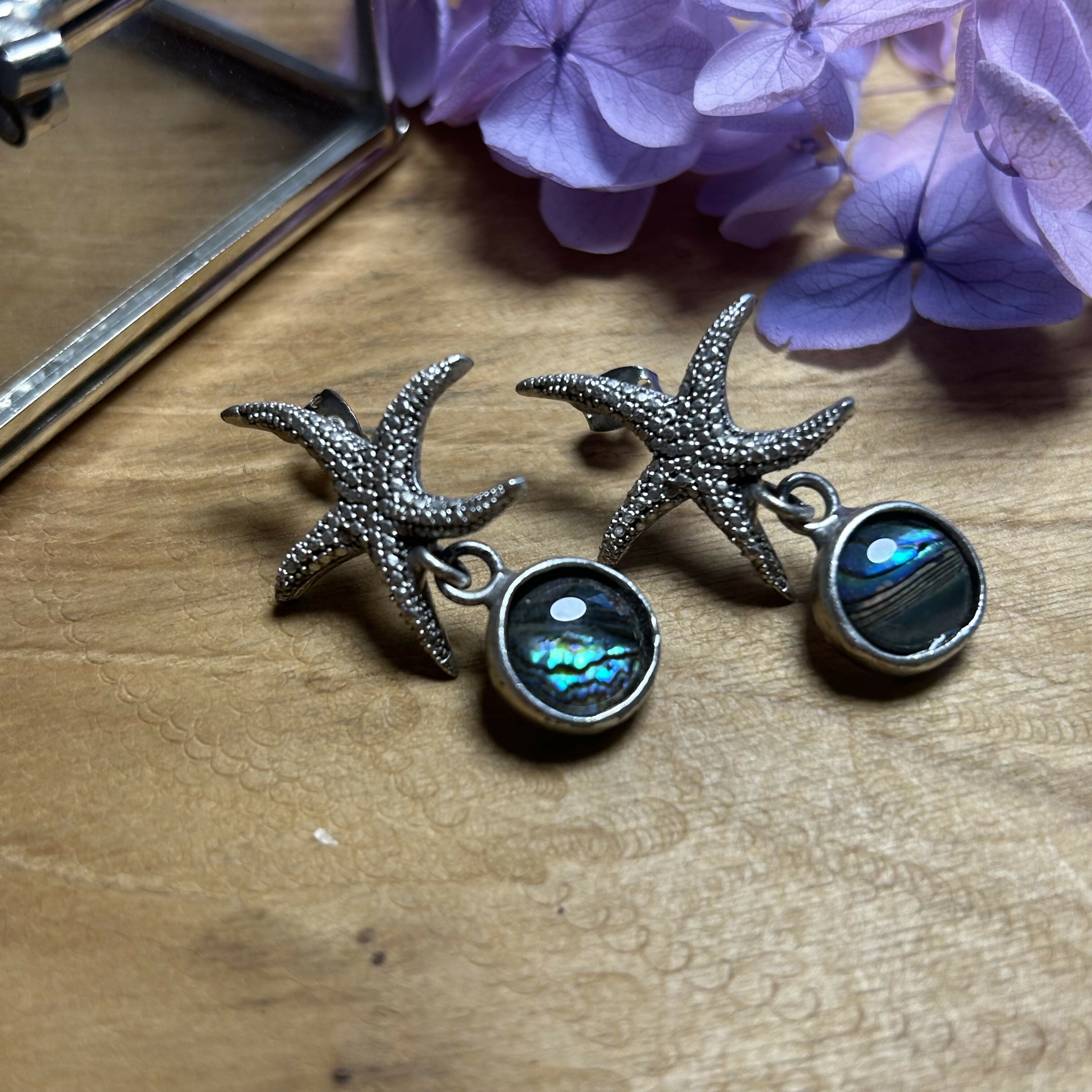 Stunning Starfish & Abalone Shell Earrings