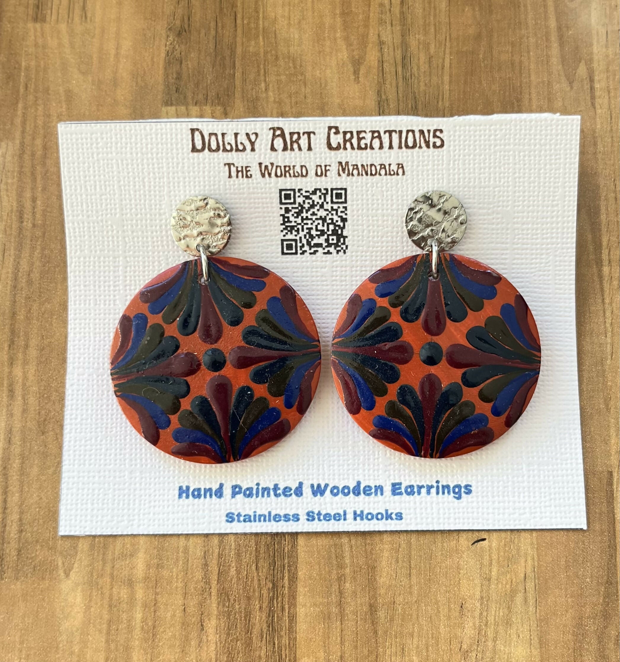 Hand Painted Wooden Earrings