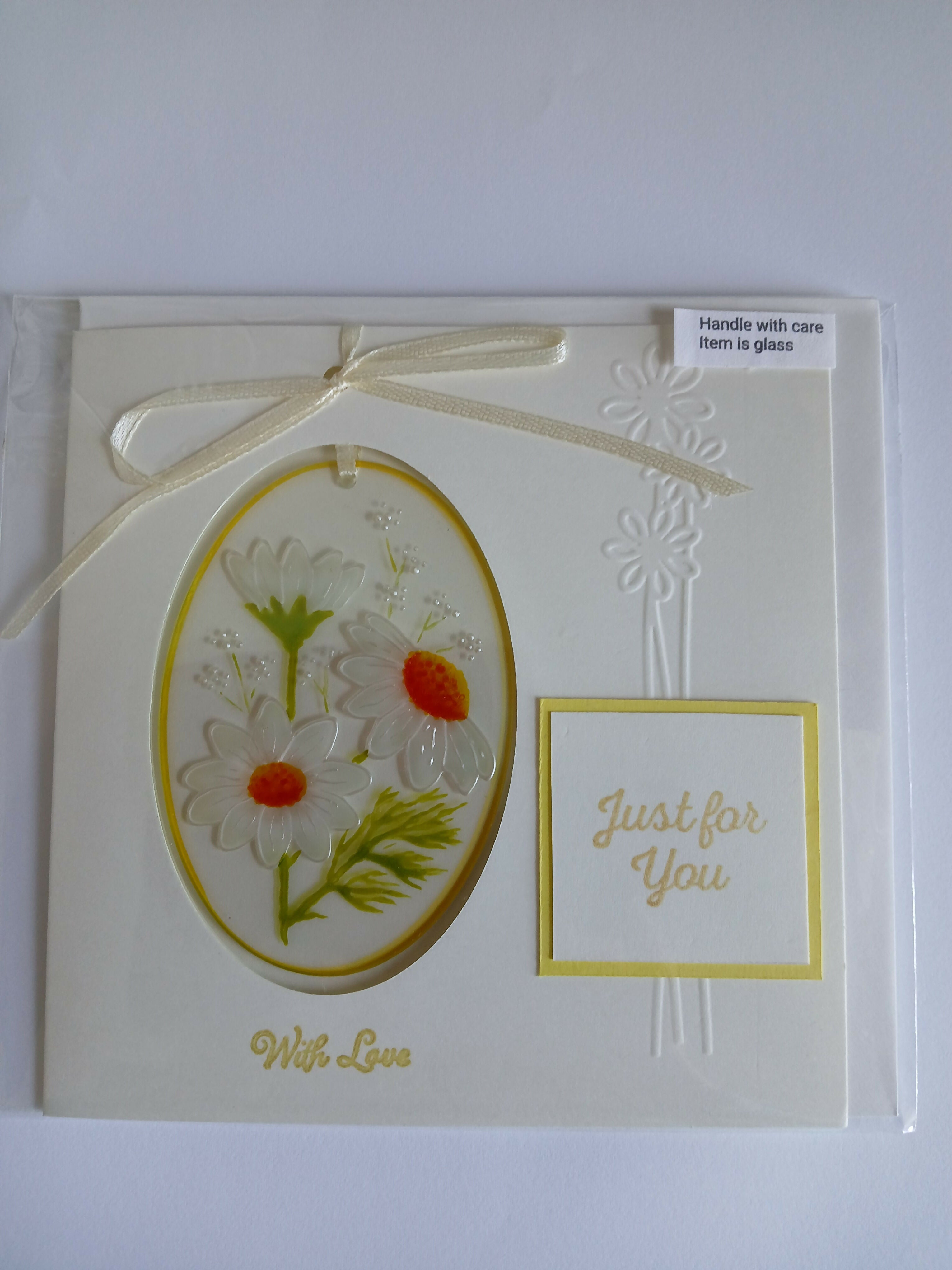 Hand Painted Glass Plaque, Suncatcher - Butterfly and Flower