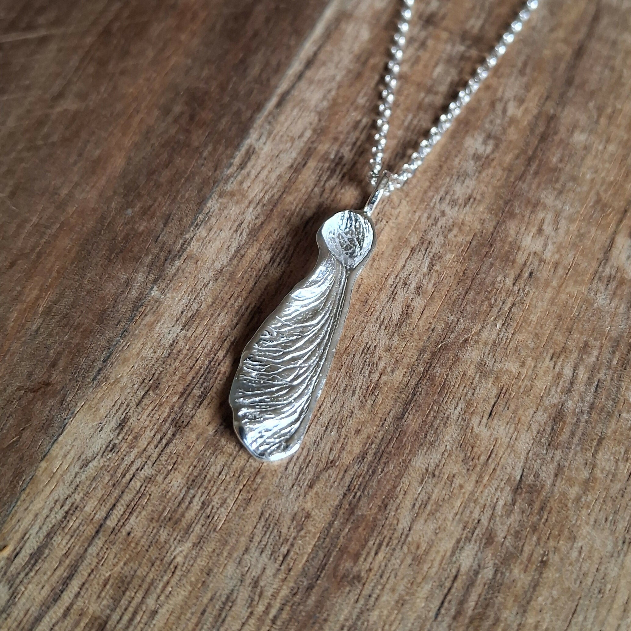 Handmade Real Helicopter Seed Silver Necklace