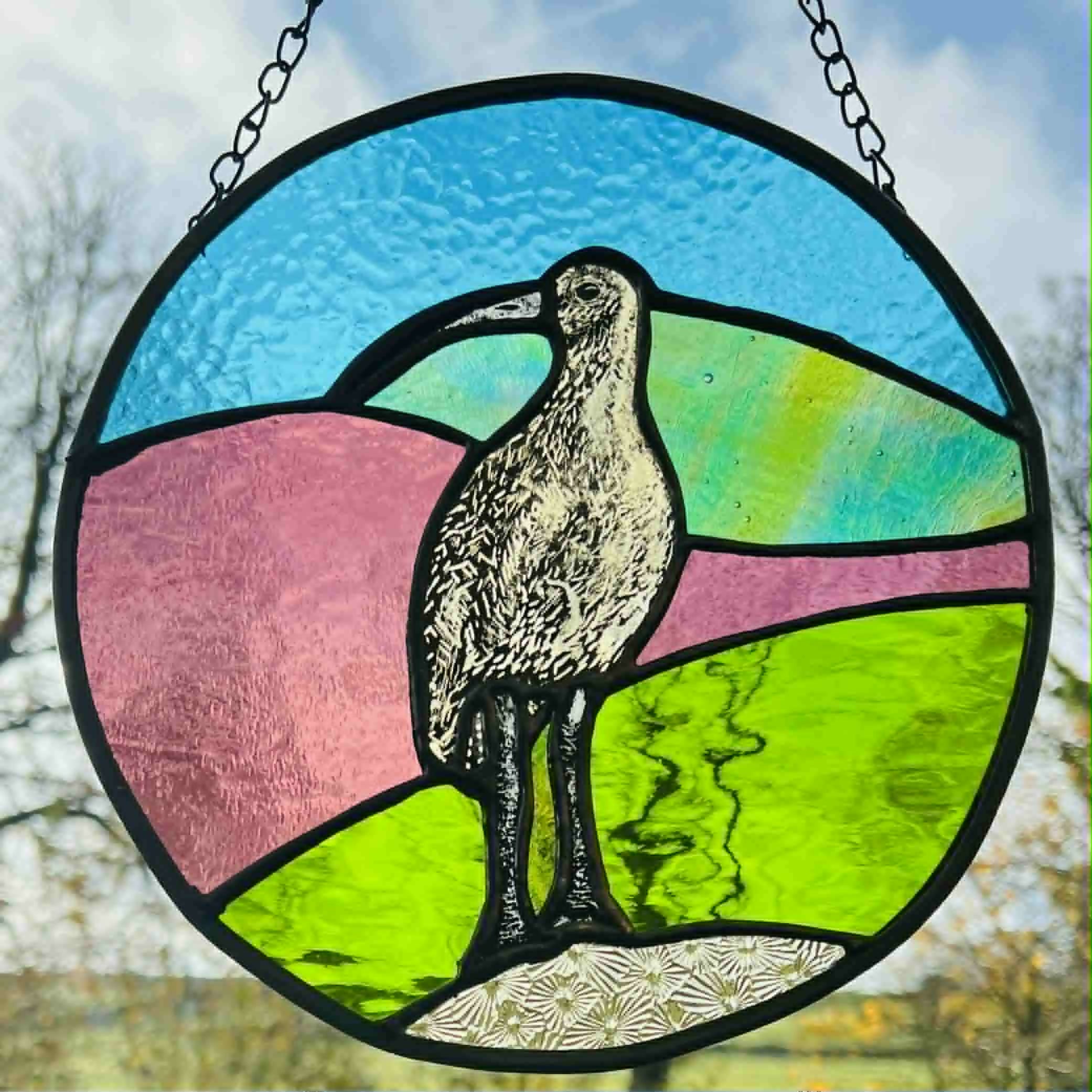 Stained Glass Curlew Roundel