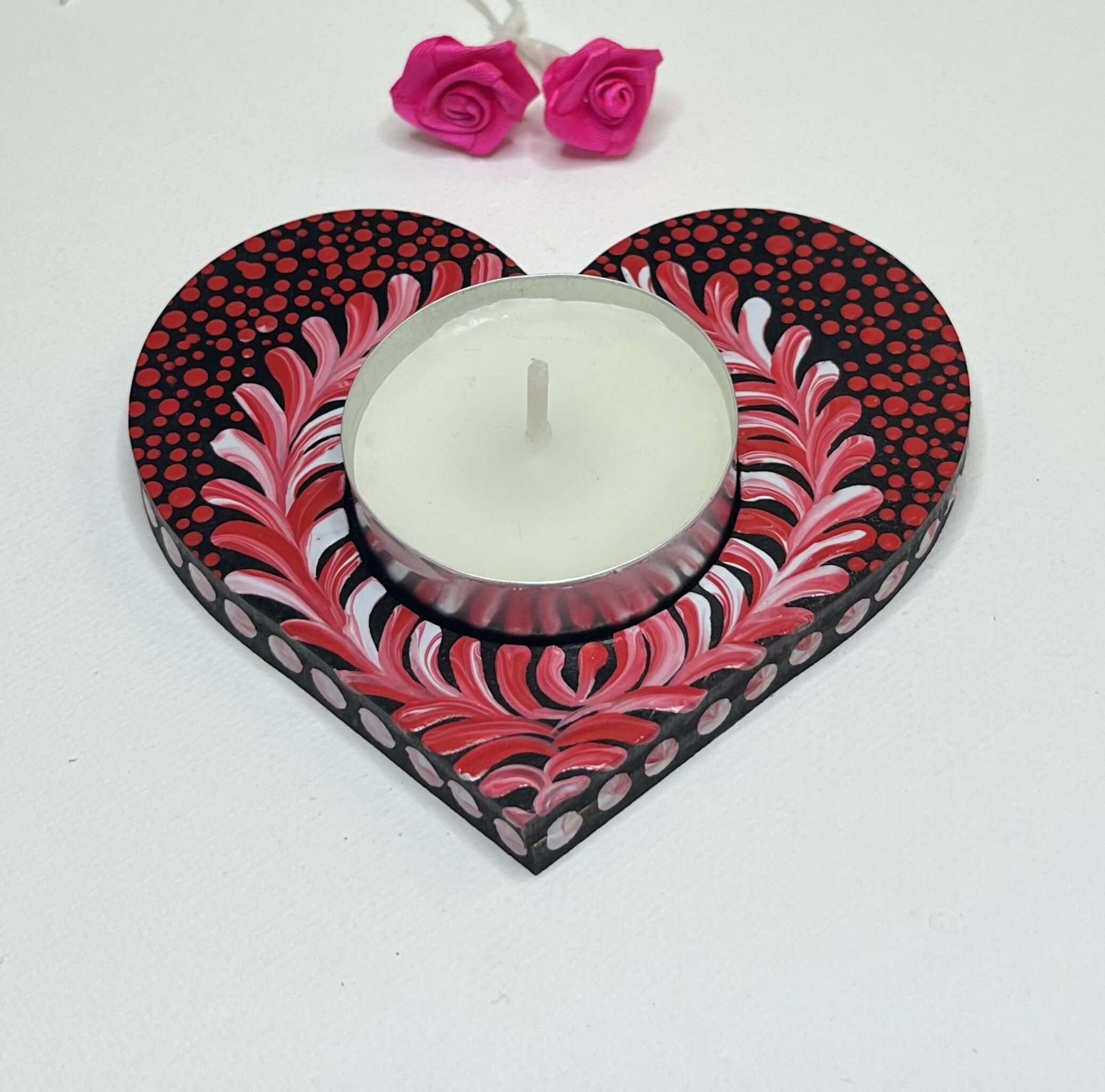 Hand Painted Wooden Tealight Holder