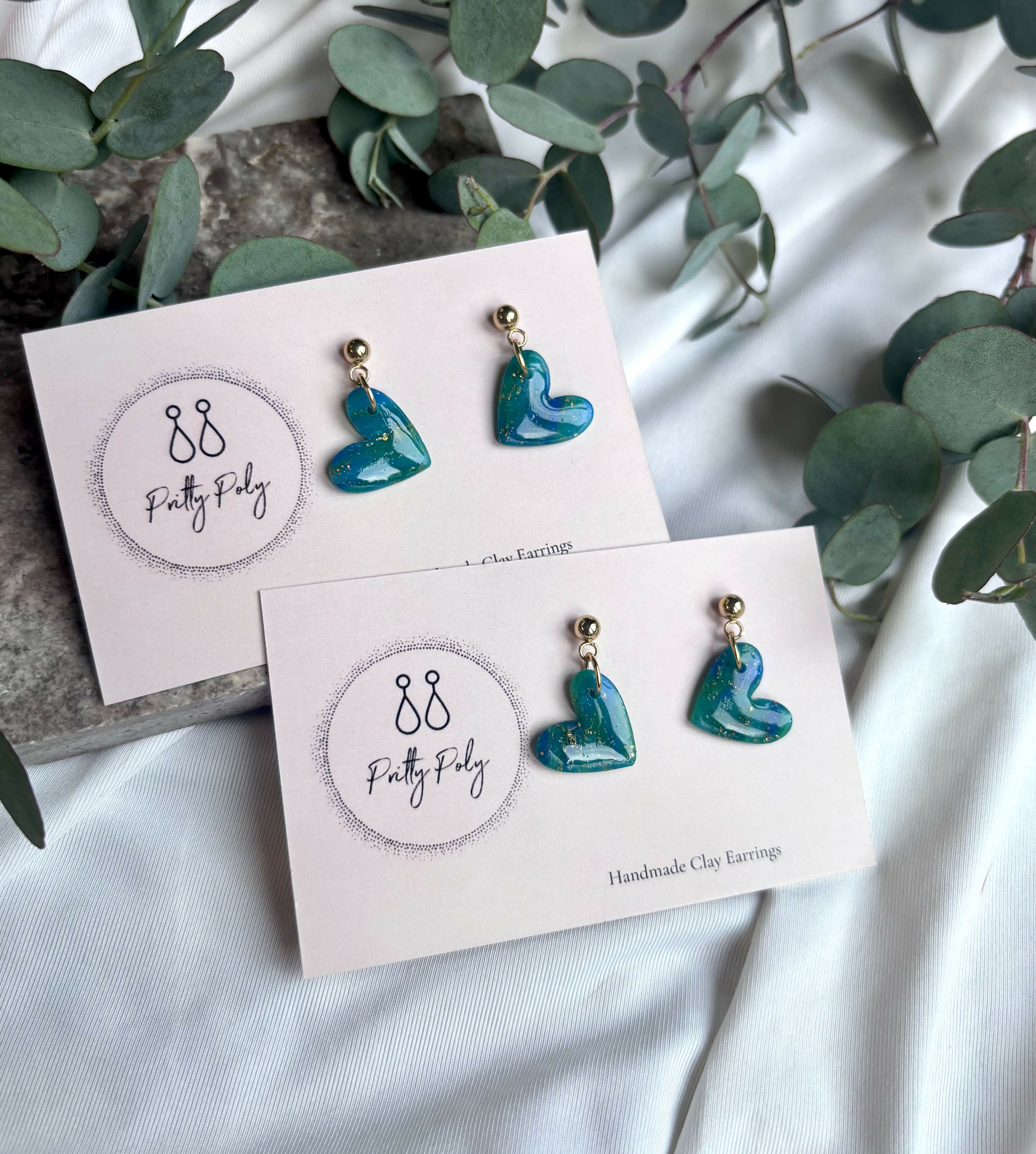 Ocean Dream Collection - Small Heart Polymer Clay Earrings