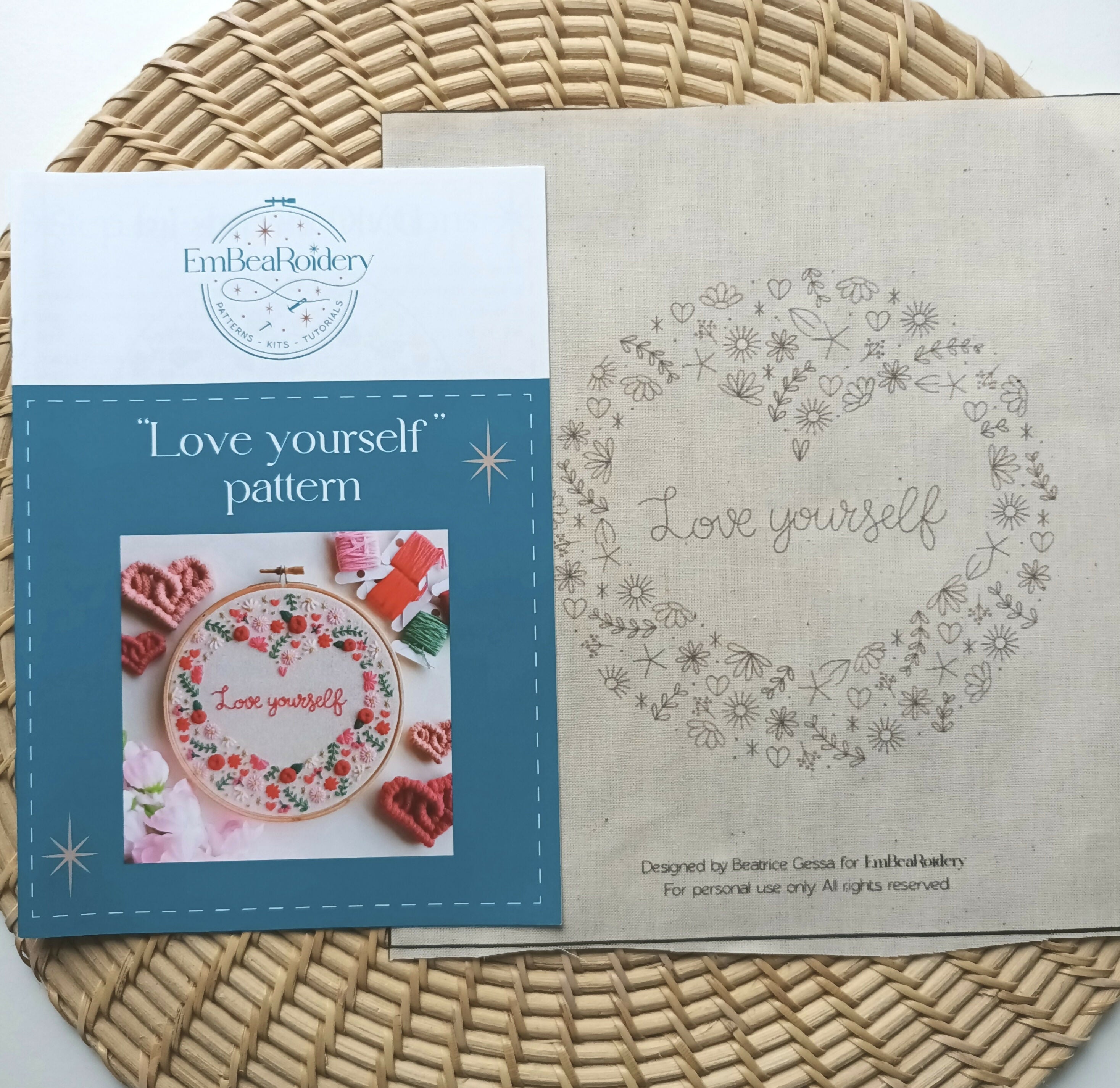 Preprinted Embroidery Pattern For Beginners - Love Yourself