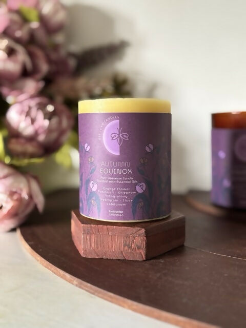 Autumn Equinox - 100% Natural Essential Oil & Beeswax Pillar Candle