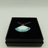 White and Teal Enamel Fan Pendant