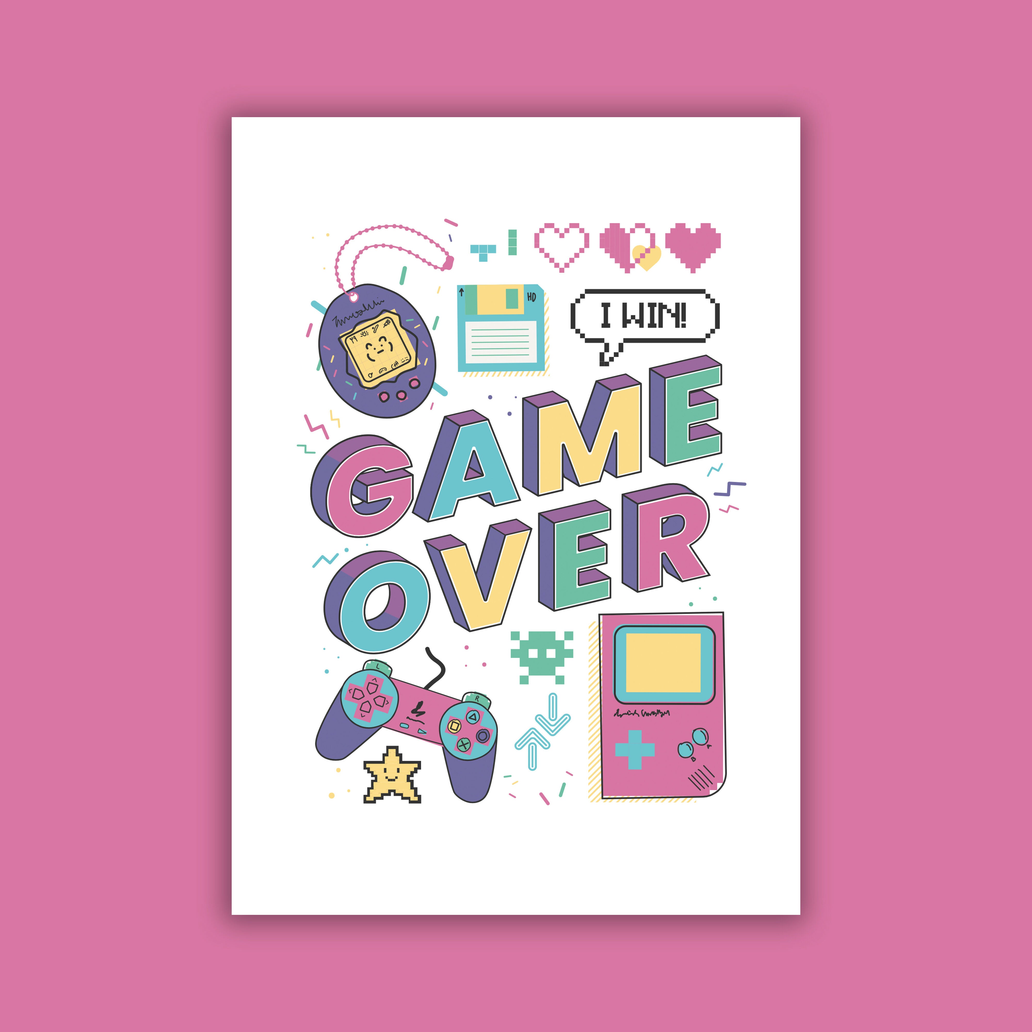 Retro 90's Geek Print A4