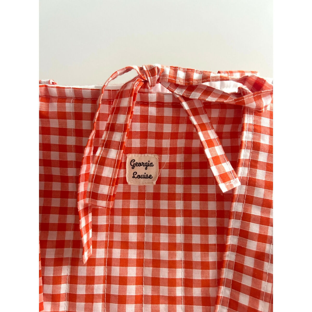 Orange Gingham Quilted Tote Bag