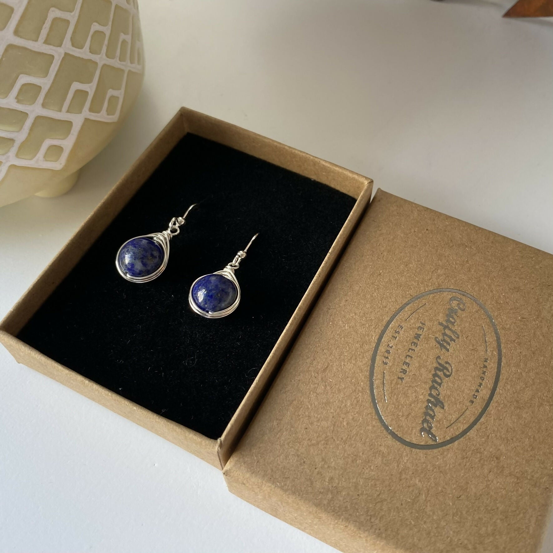 Lapis Lazuli Drop Earrings, Sterling Silver
