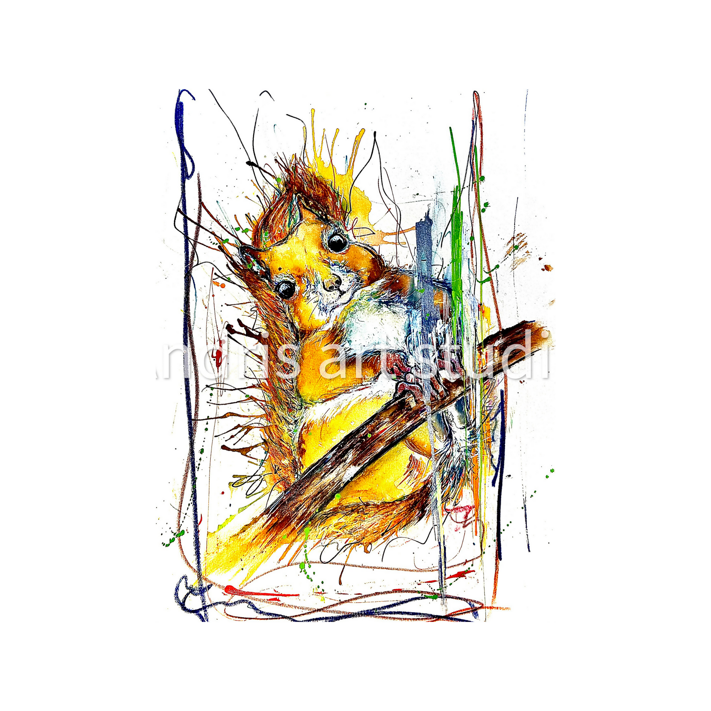 BASIL THE SQUIRREL, FINE ART PRINT