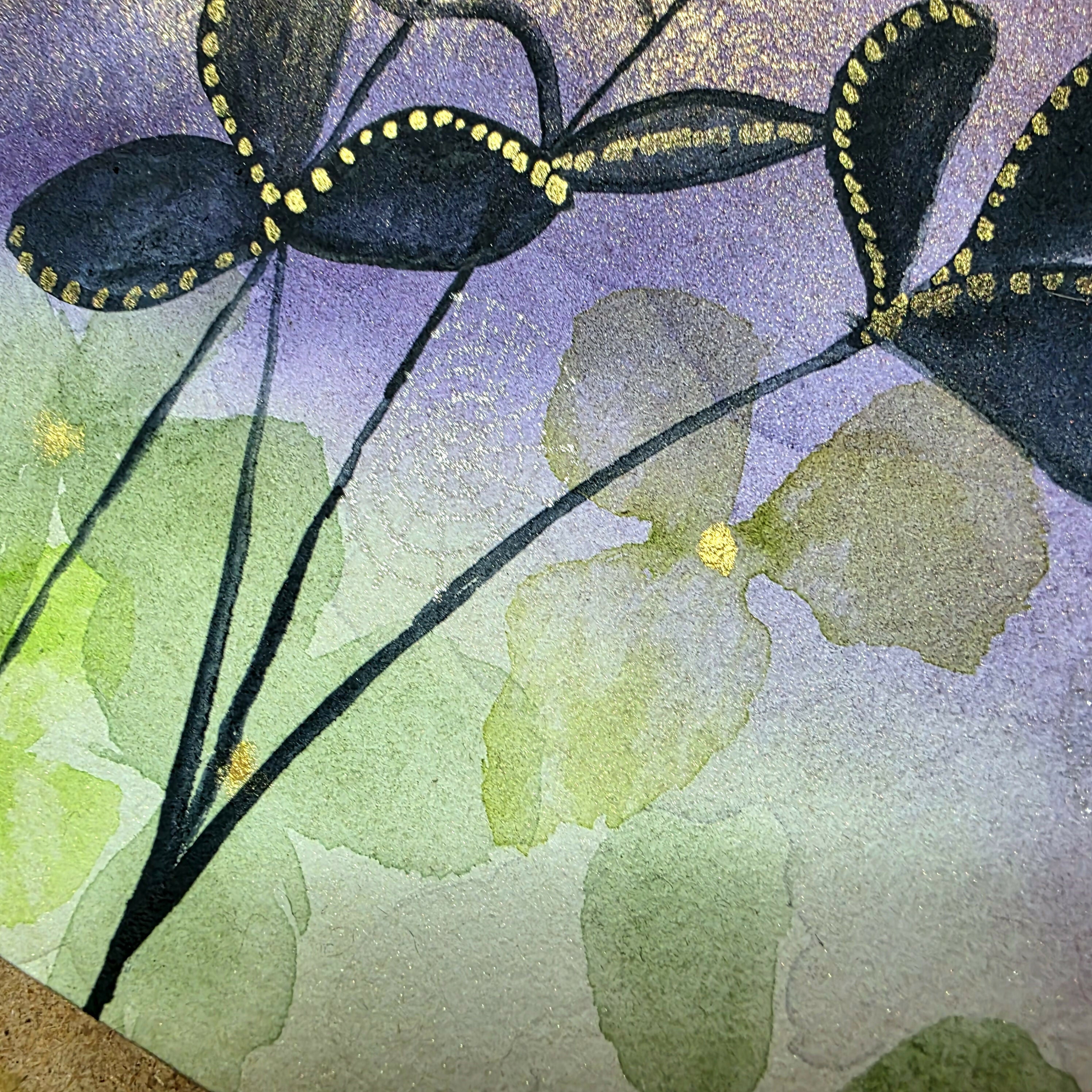 'Whimsical Hedgerow' Original Mixed Media Painting