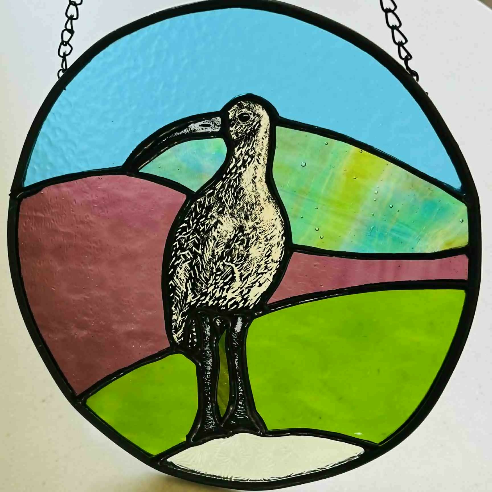 Stained Glass Curlew Roundel