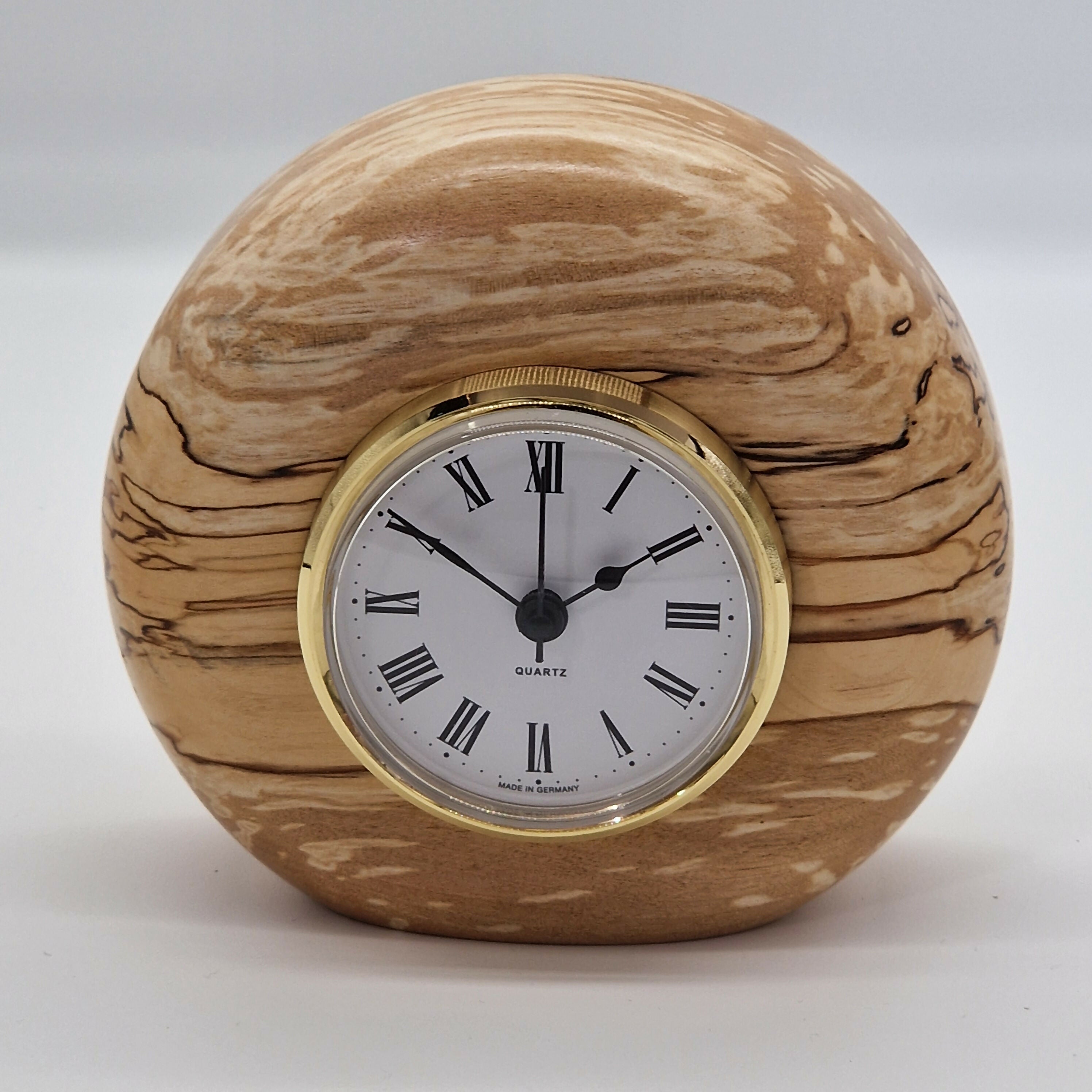 Small Hand Turned Mantle Clock made from Silver Birch Wood