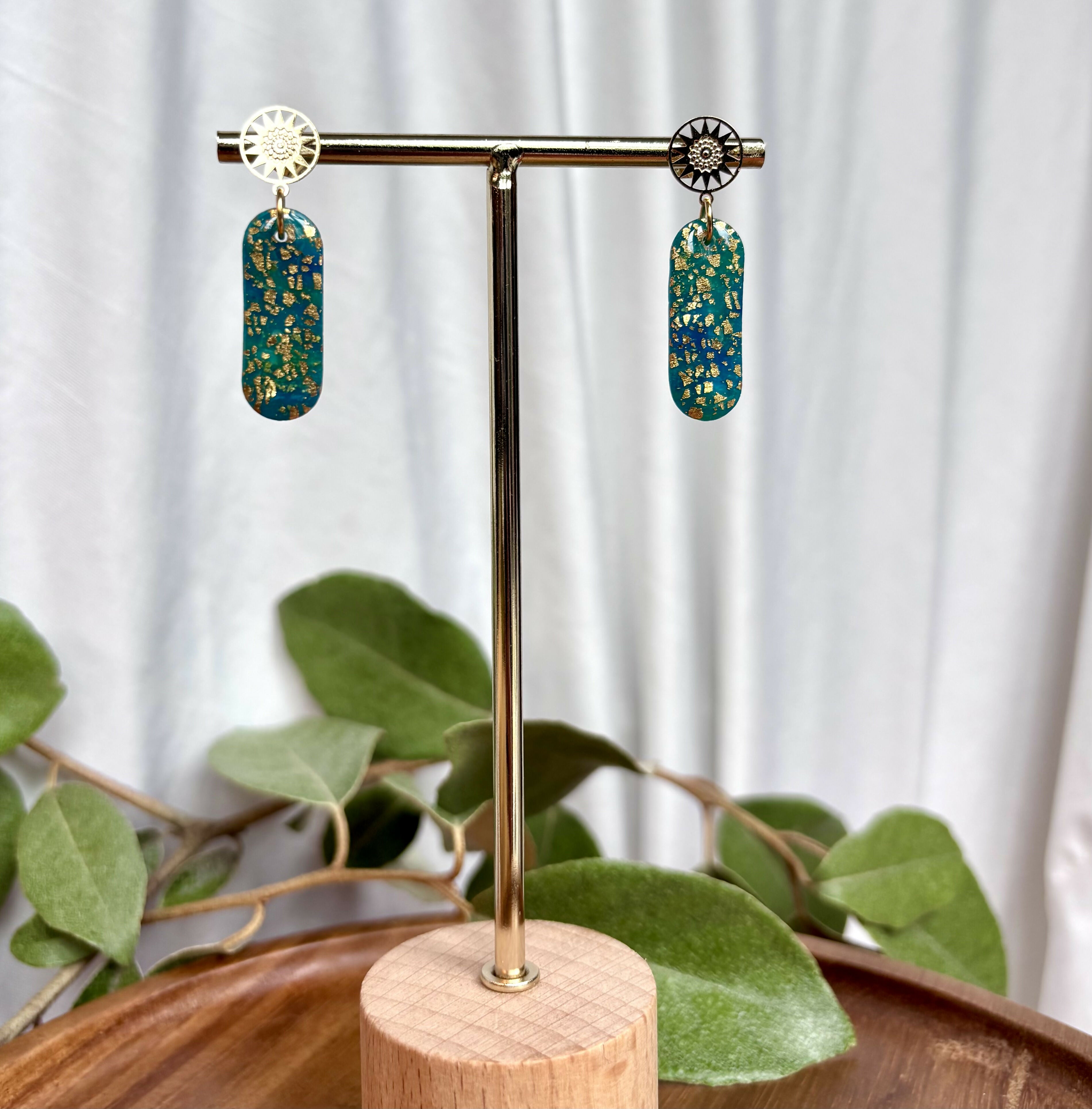 Celestial Blue Drop Polymer Clay Earrings