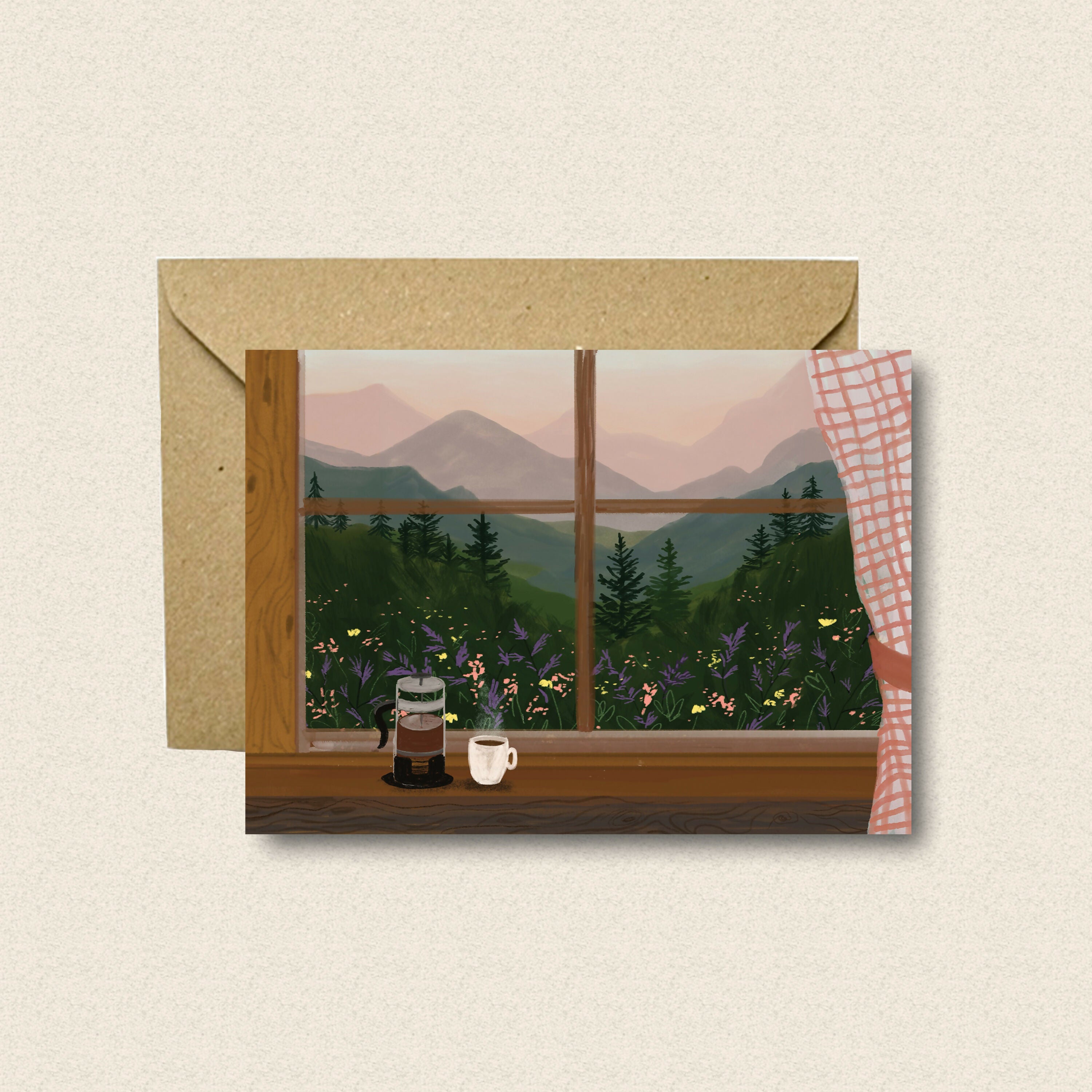 Window to the Mountains Illustrated Greetings Card