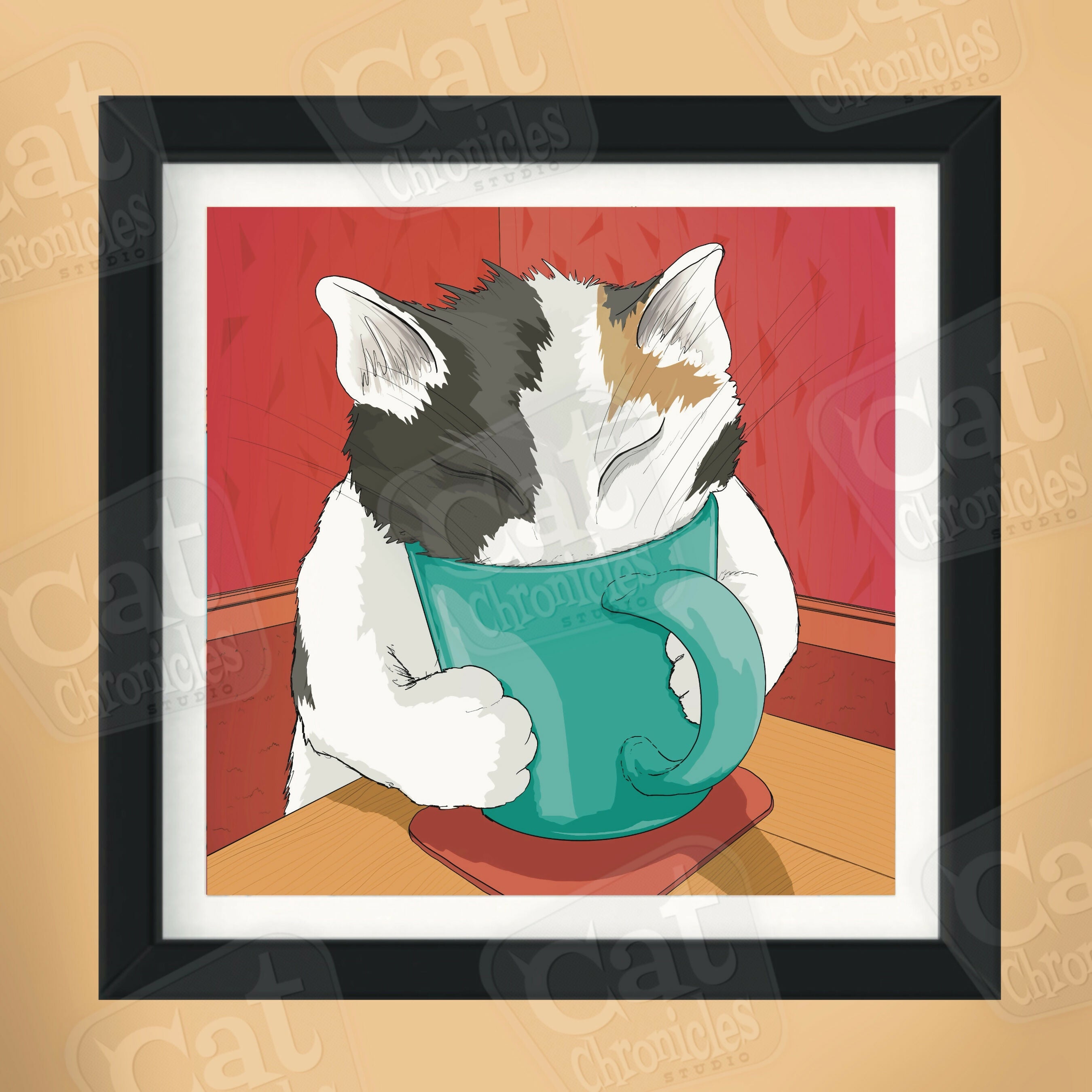 Square Frame - Cat Illustration
