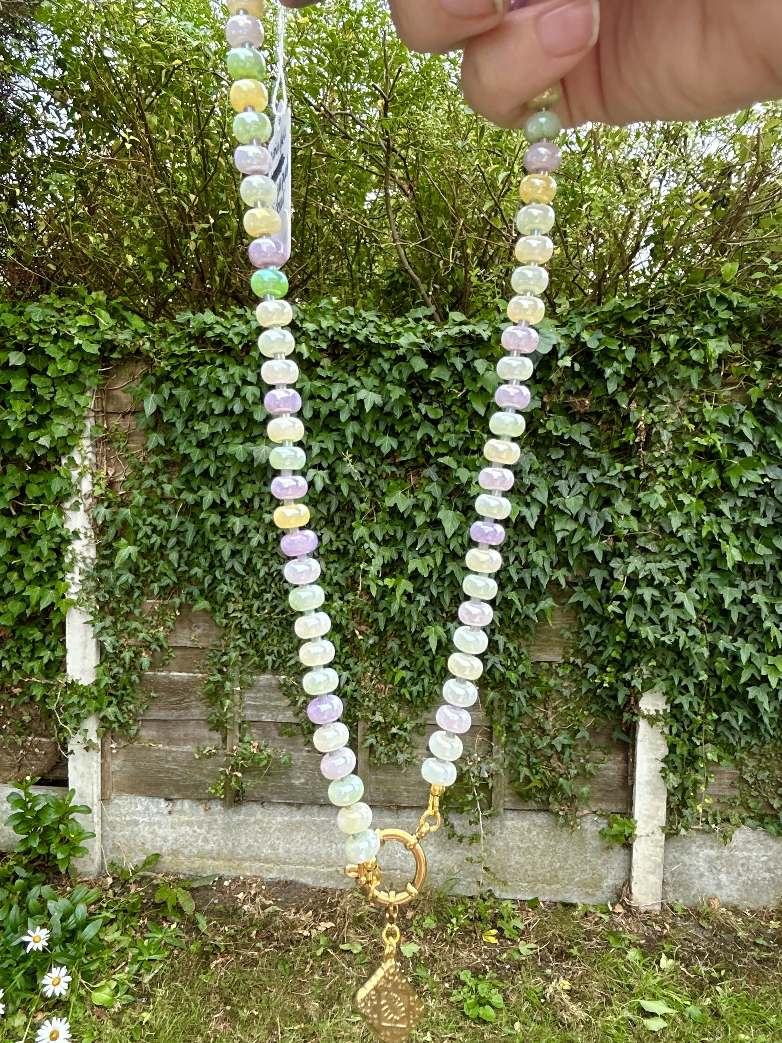 Rondel bead Charm necklace