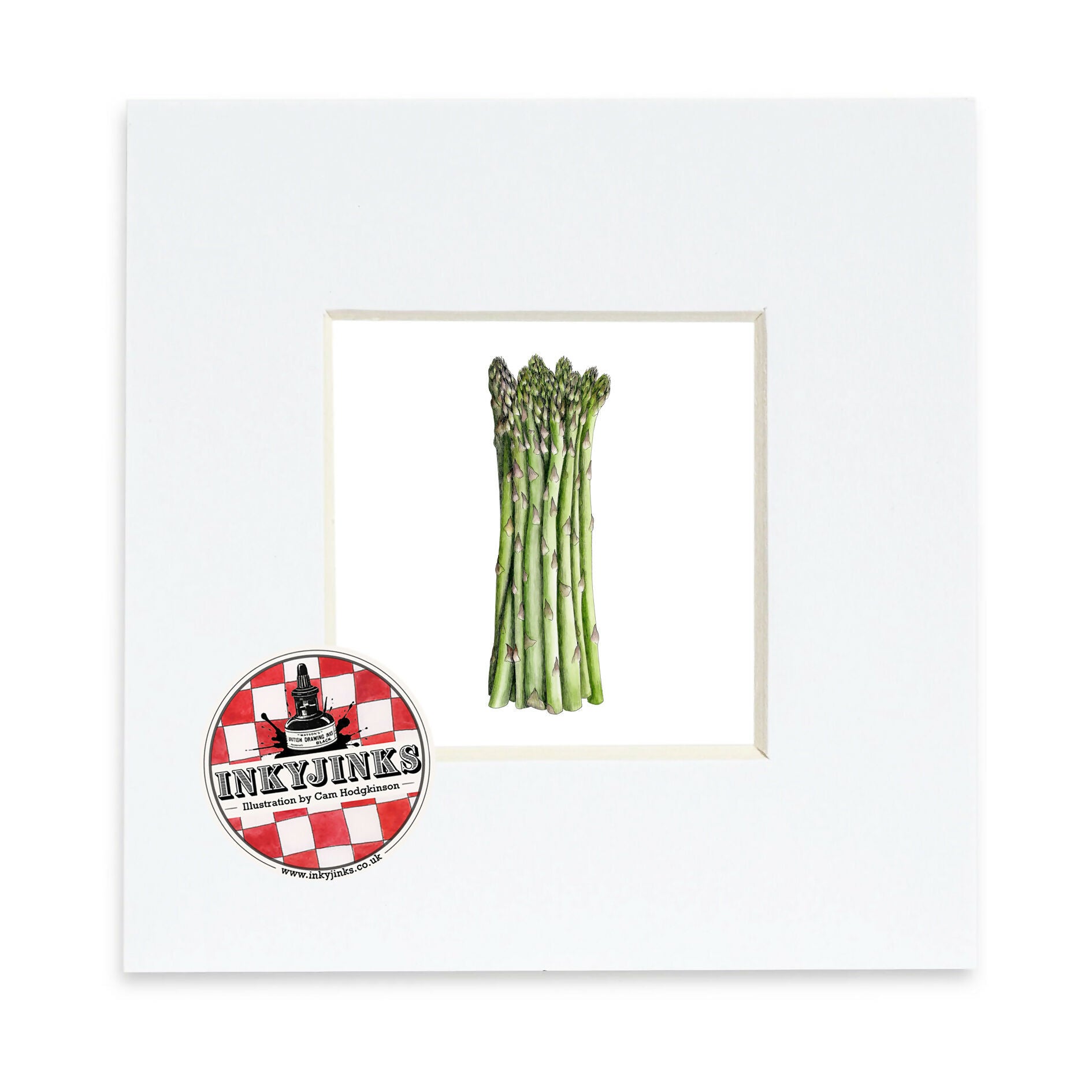 4” x 4” Mini Mounted Giclée Print of Asparagus